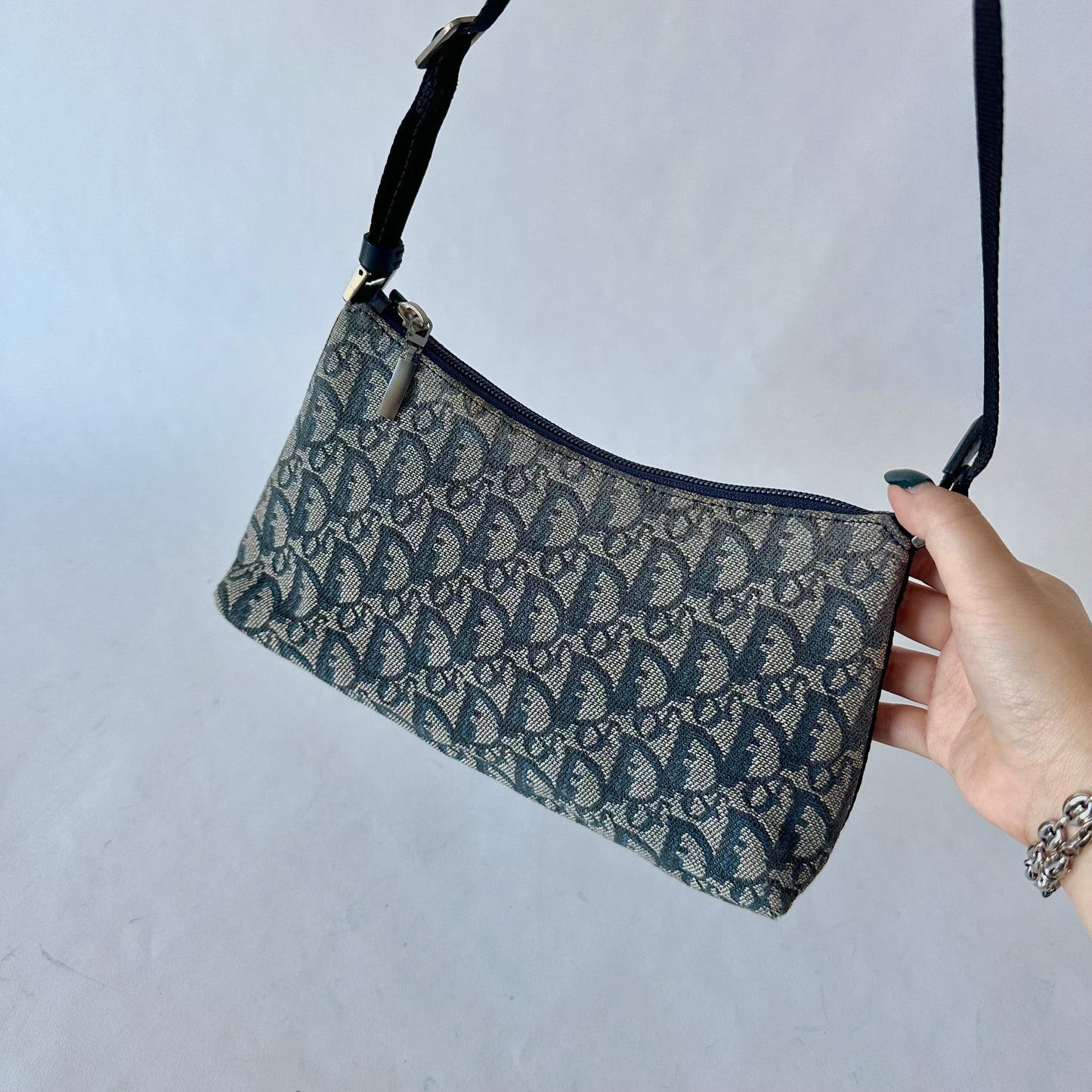 Christian Dior Navy Trotter Monogram Shoulder Bag