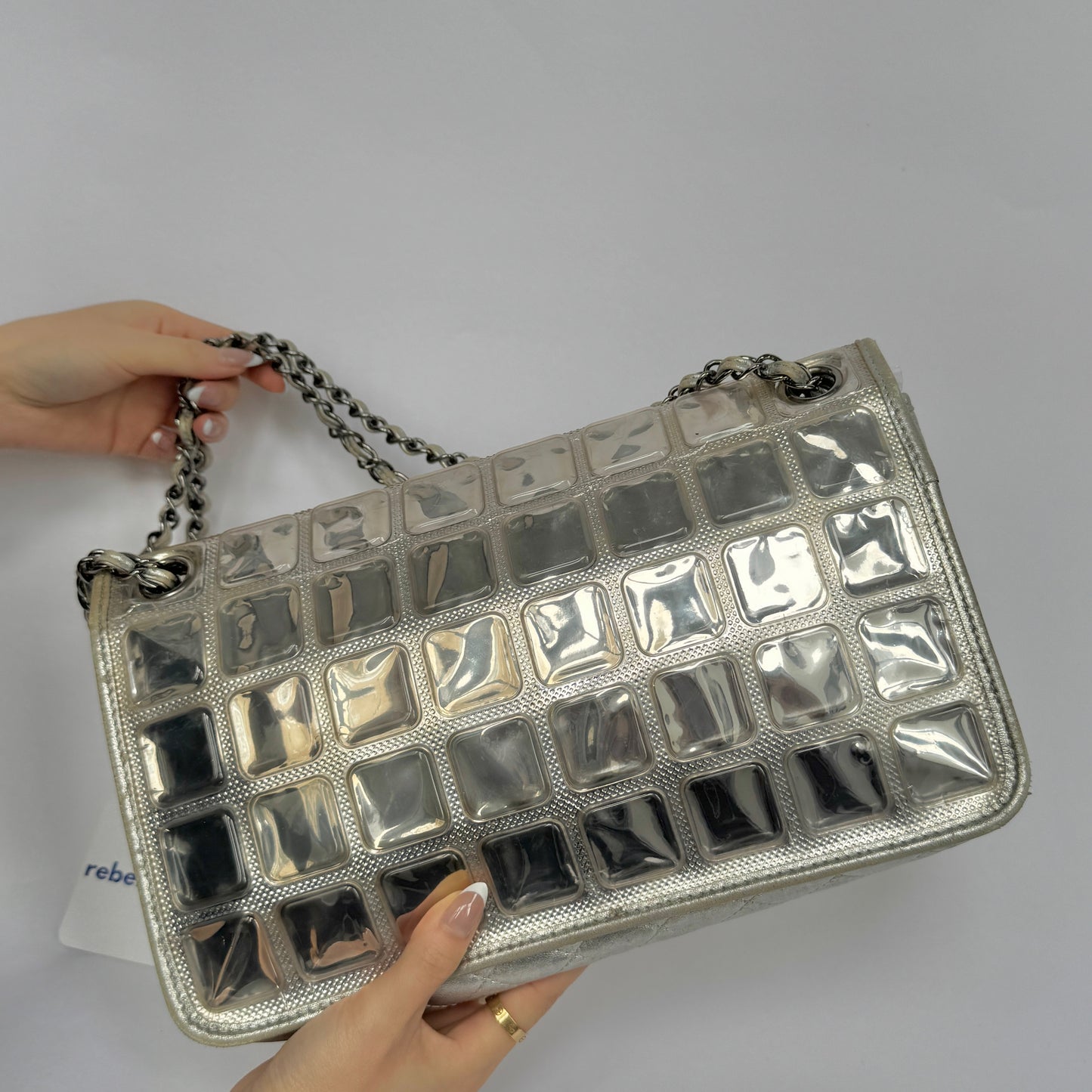 Chanel PVC & Lambskin Silver Ice Cube Flap Bag