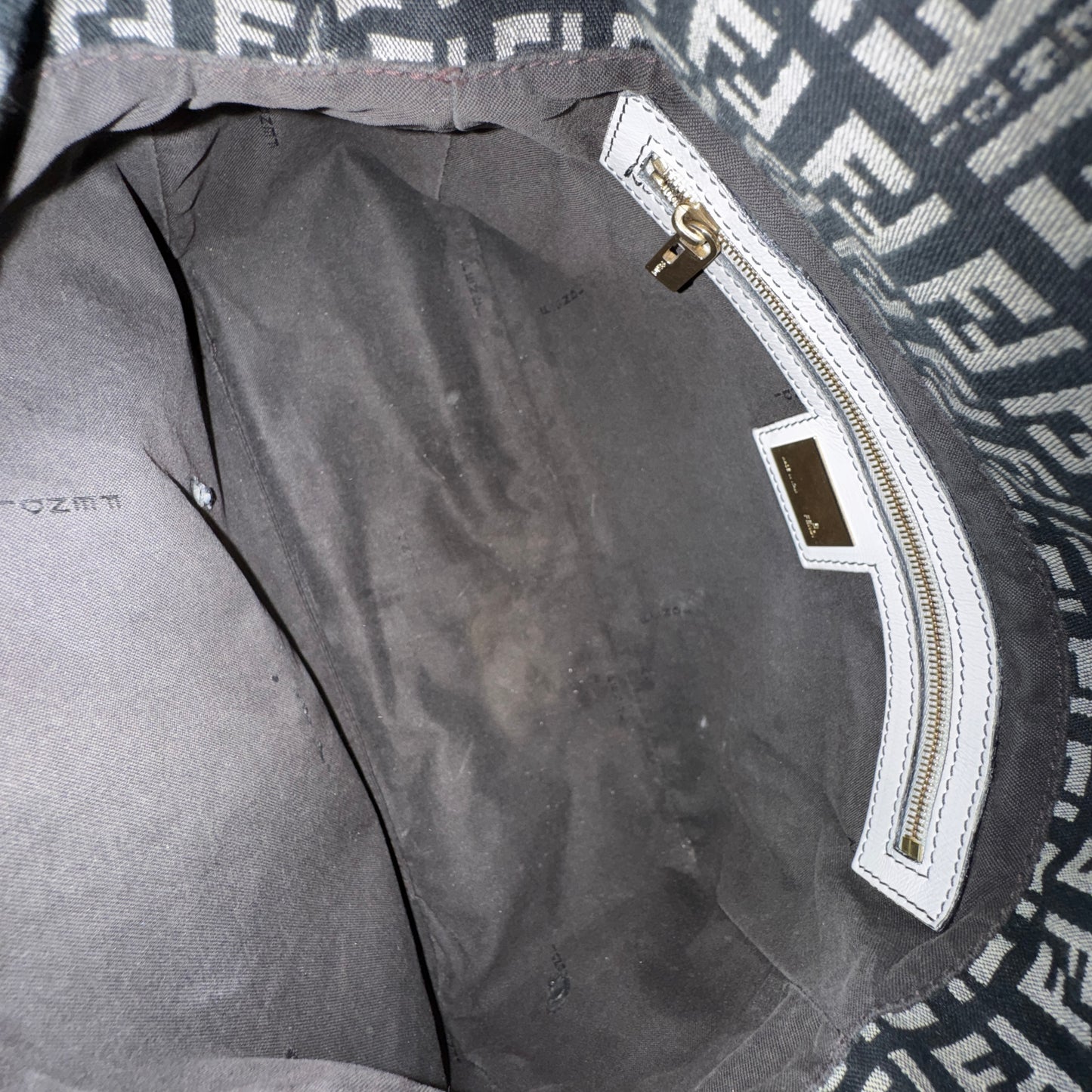 Fendi Zucchino Monogram White Leather Mama Baguette