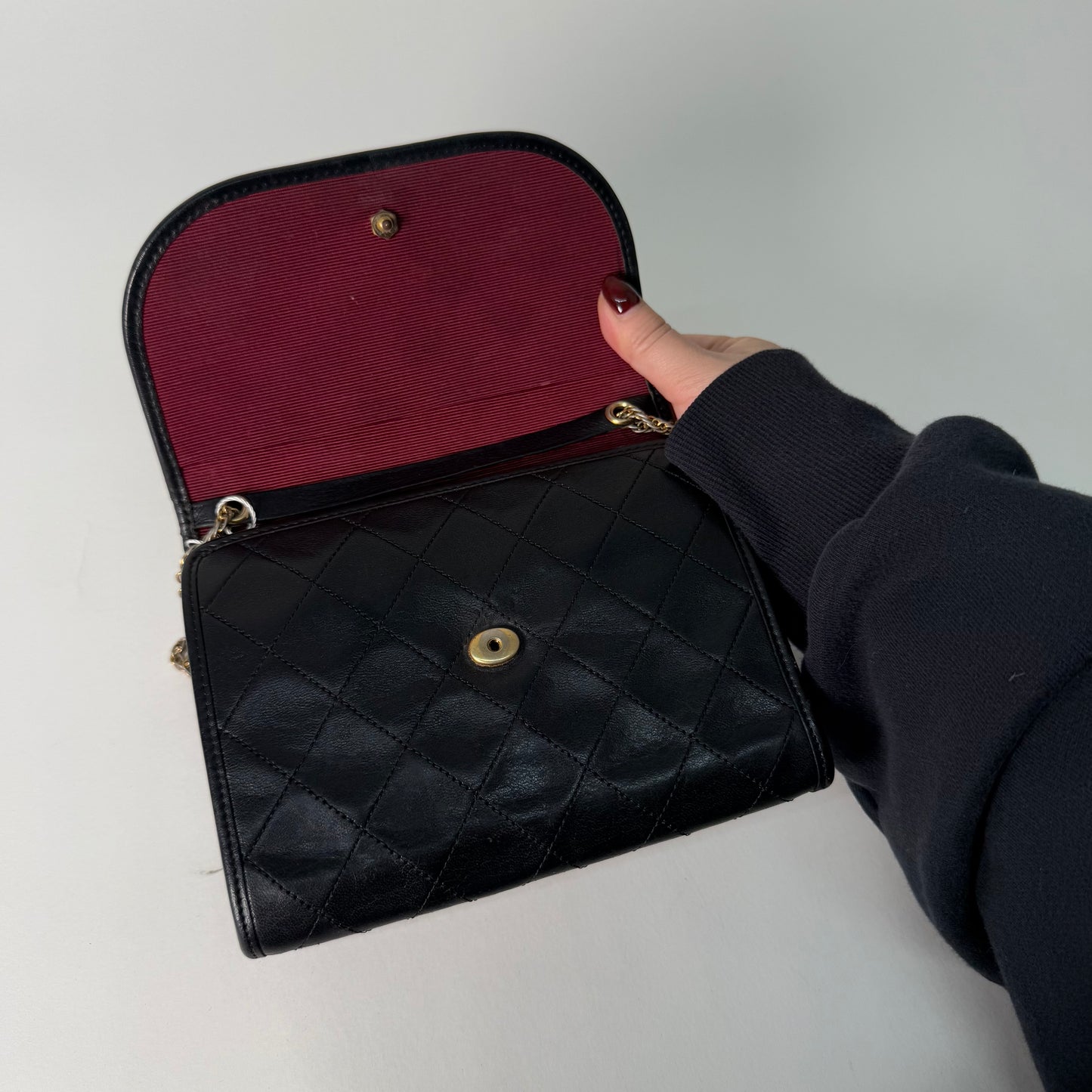 Chanel 1989 Black Lambskin Vintage Gabrielle Flap Crossbody Bag 24K GPHW