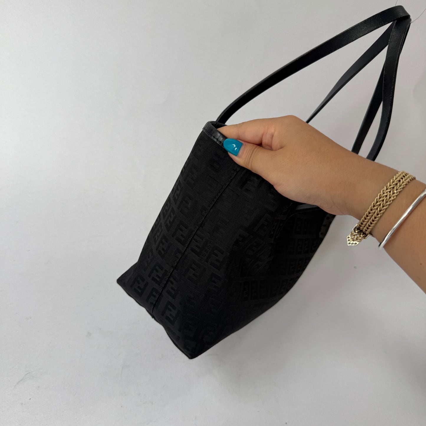 Fendi Black Zucchino Canvas Small Tote Bag