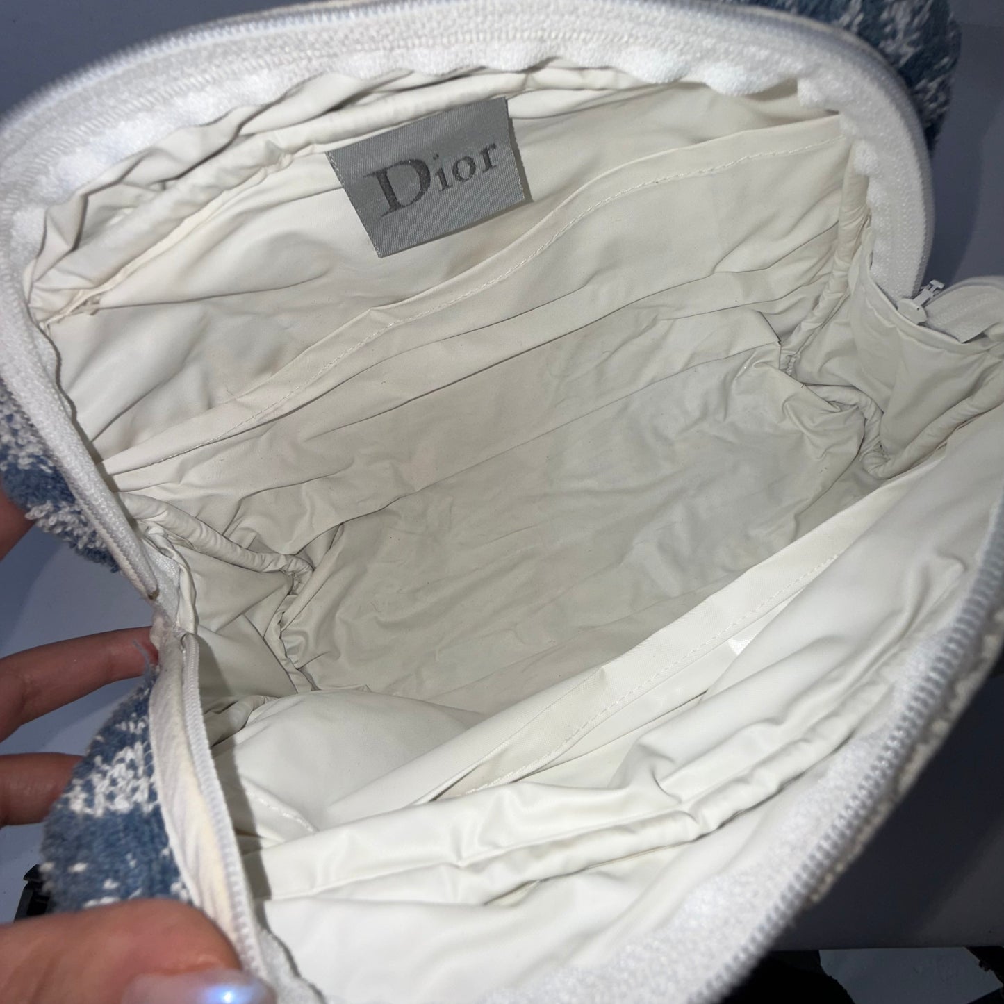 Christian Dior Blue Trotter Terry Cloth 2 Pouch