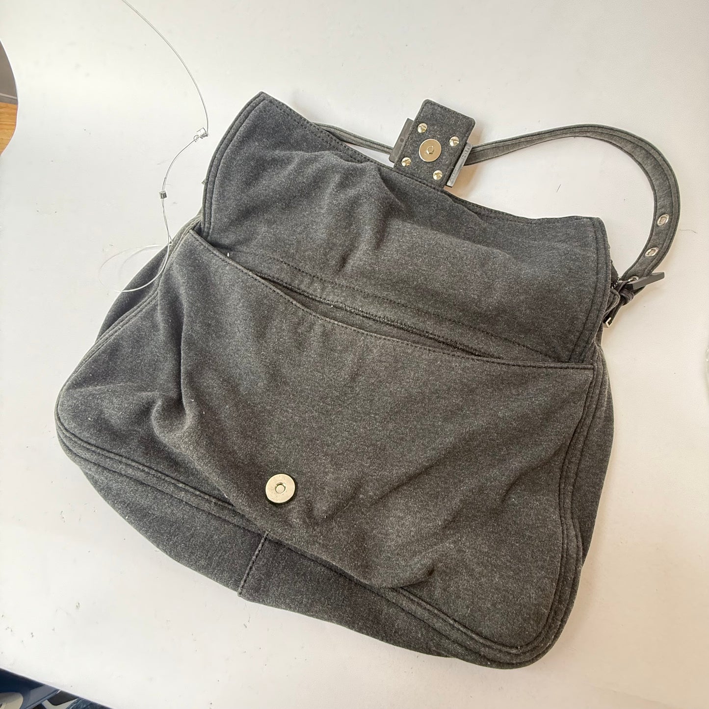 Fendi Gray Wool Mamma Jumbo Baguette