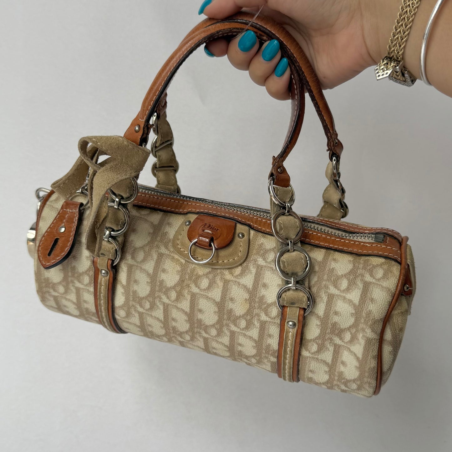 Christian Dior Cream Trotter Romantique Barrel Heart Bag