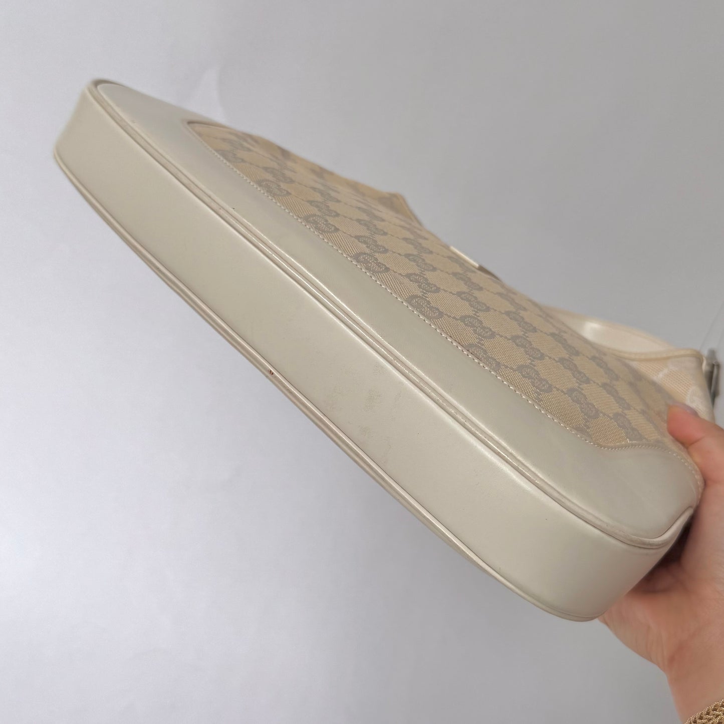 Gucci White Monogram Jackie Shoulder Bag