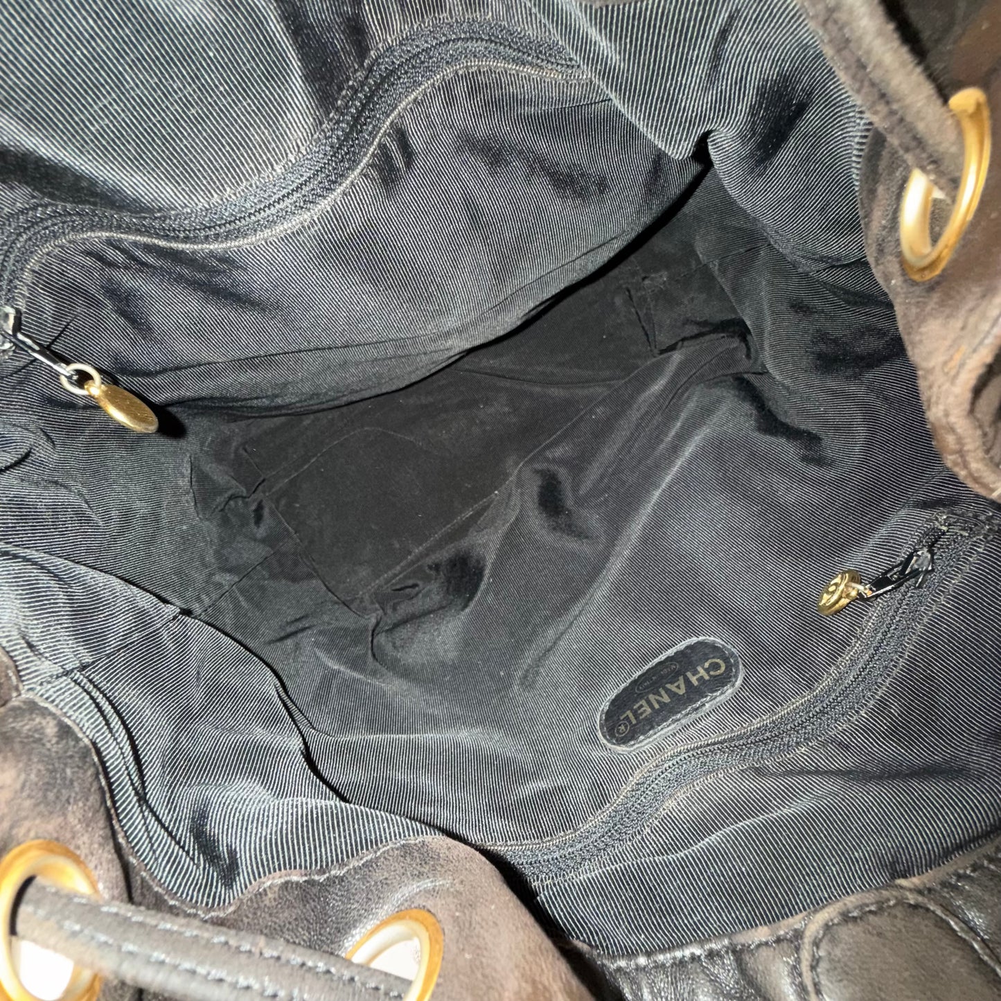 Chanel Brown Lambskin CC Logo Backpack