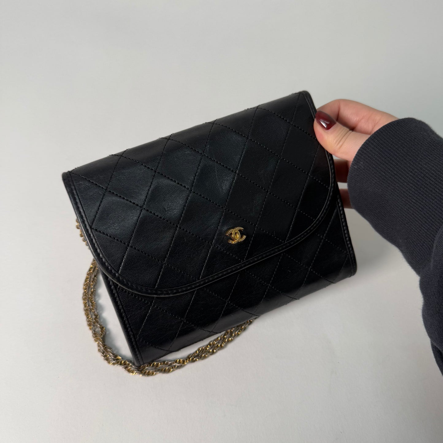 Chanel 1989 Black Lambskin Vintage Gabrielle Flap Crossbody Bag 24K GPHW