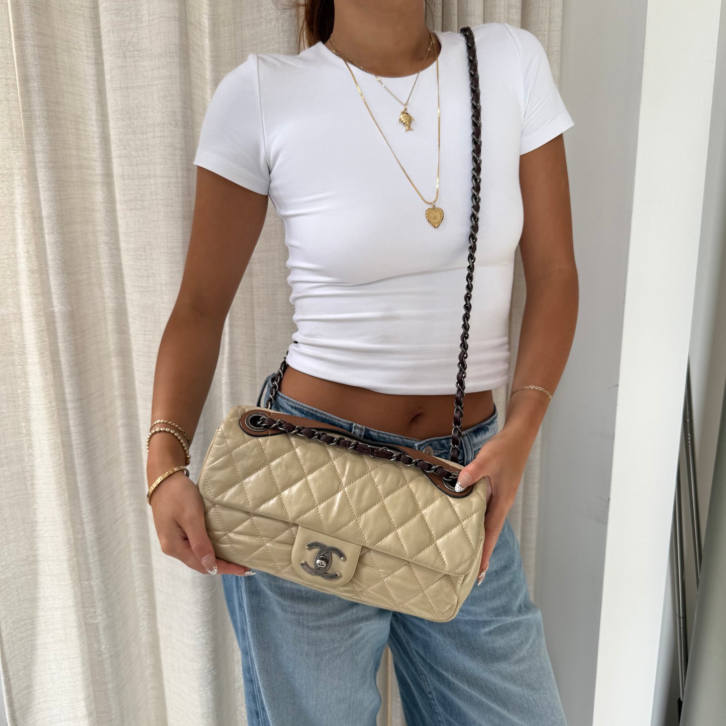 Chanel Iridescent Cream ‘In The Mix’ Matelasse 2-Way Flap