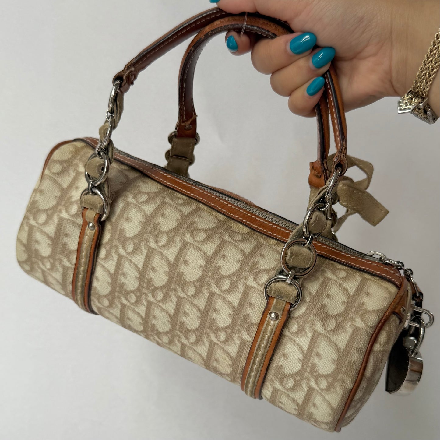 Christian Dior Cream Trotter Romantique Barrel Heart Bag