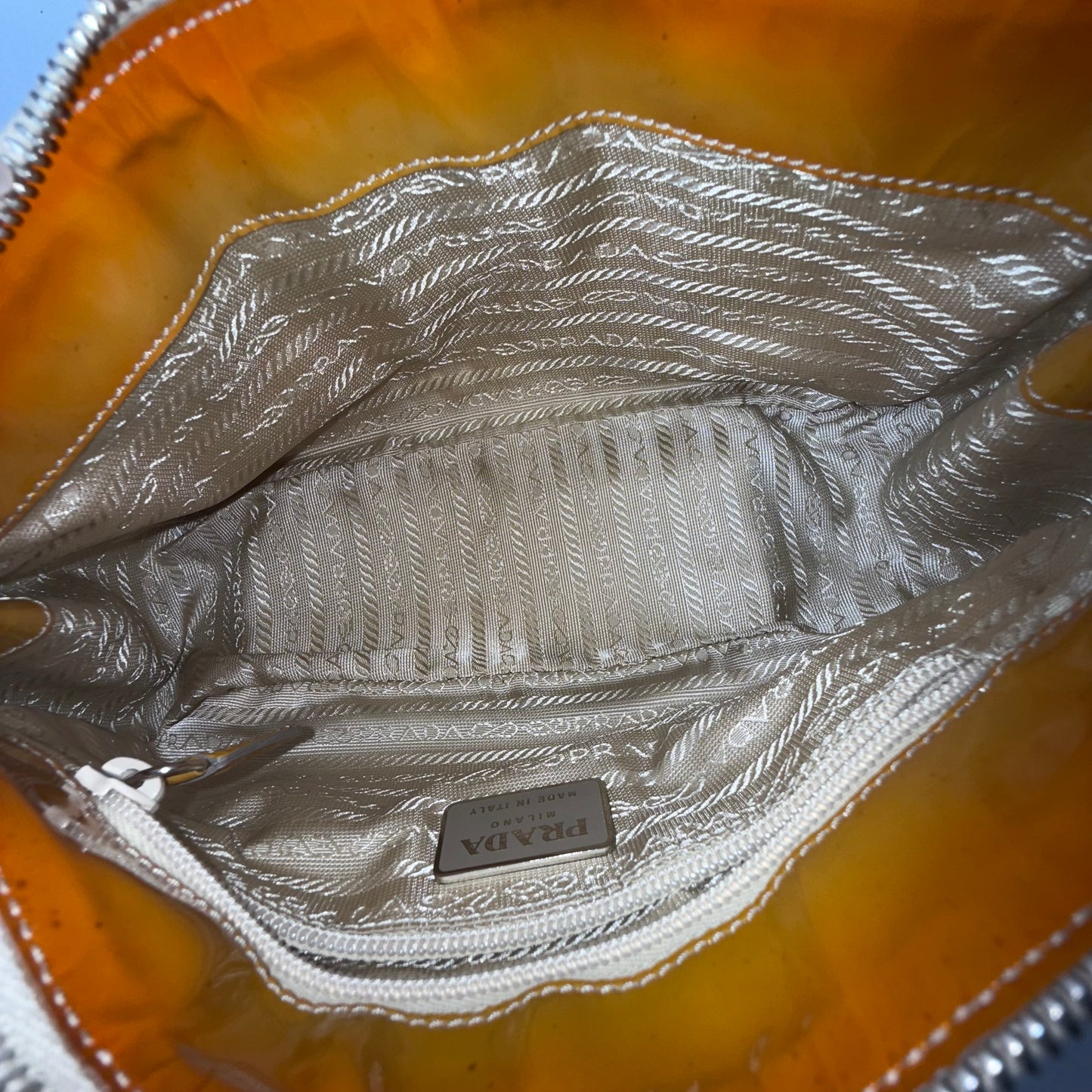 Prada Beige Quilted Shoulder Bag w/ Patent Leather Trim
