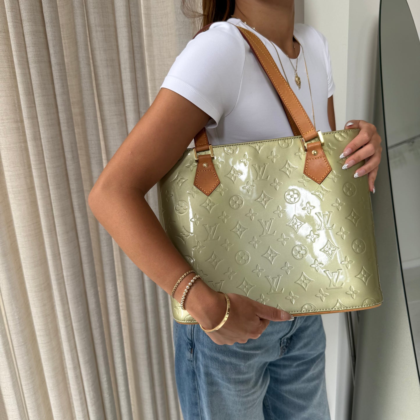 Louis Vuitton Yellow Vernis Monogram Houston Shoulder Bag
