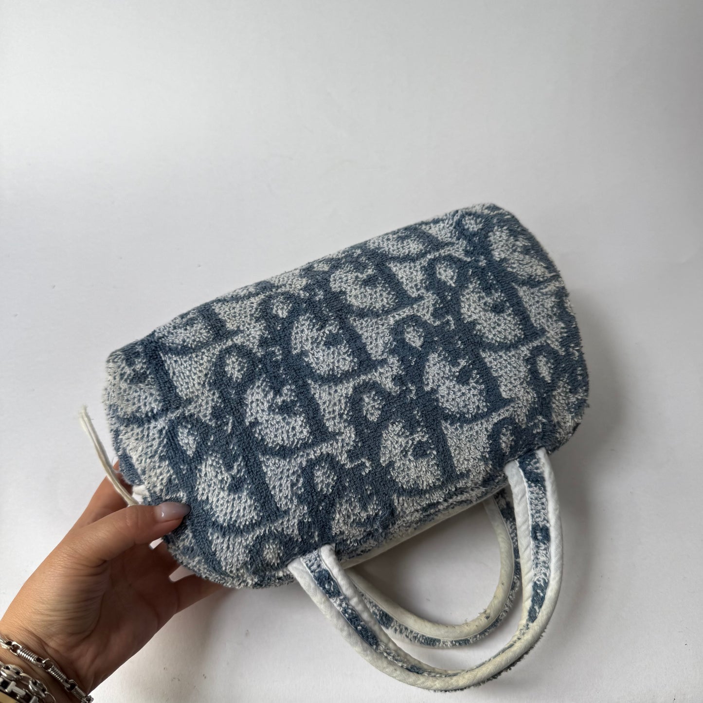 Christian Dior Blue Trotter Terry Cloth 2 Pouch