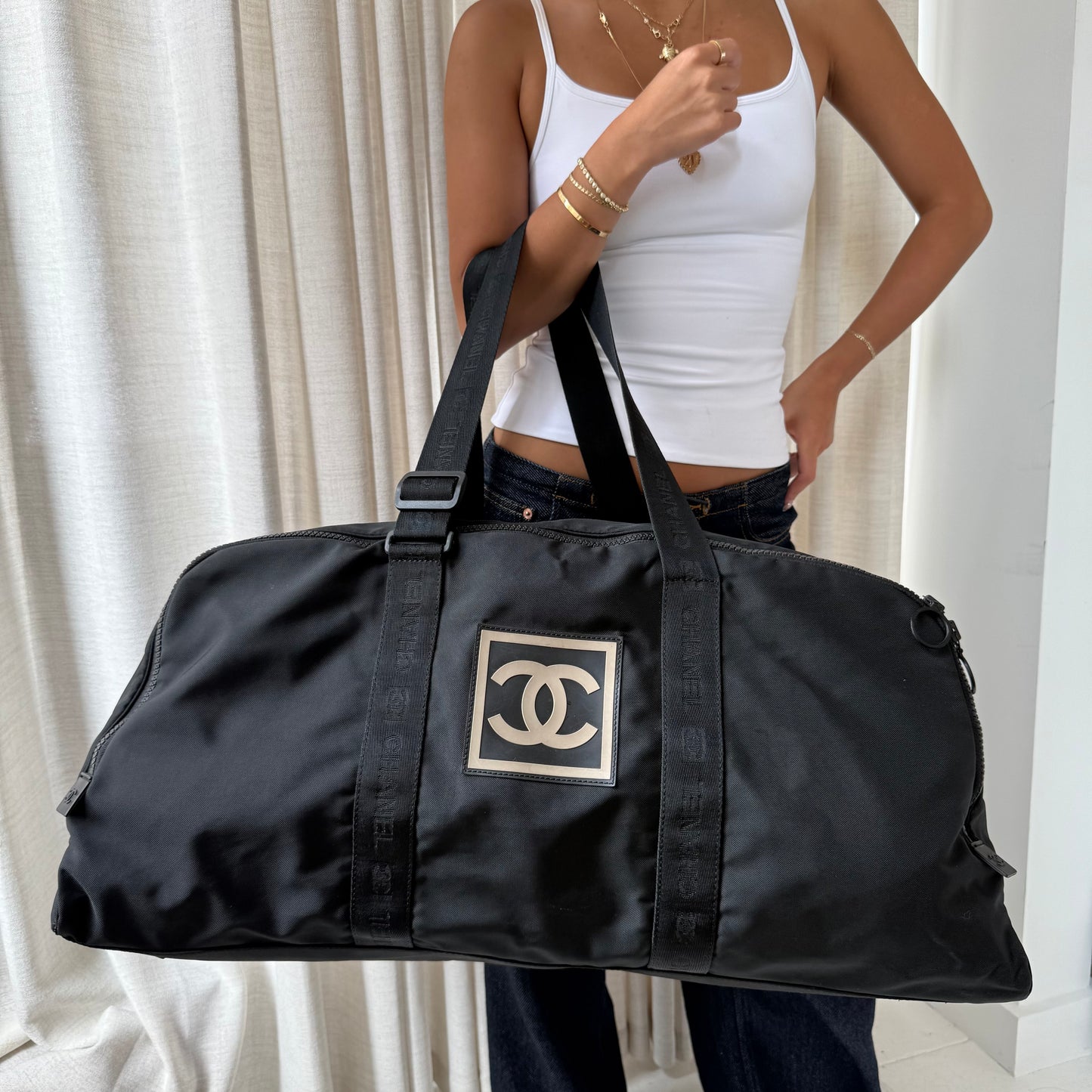 Chanel Sport Unisex Black XL Travel Duffle Bag