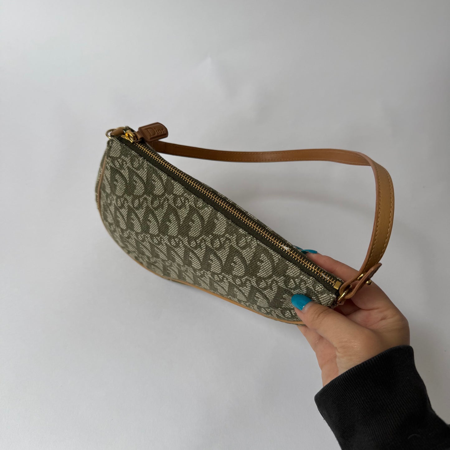 Christian Dior Green Trotter Monogram Mini Saddle Pochette Shoulder Bag
