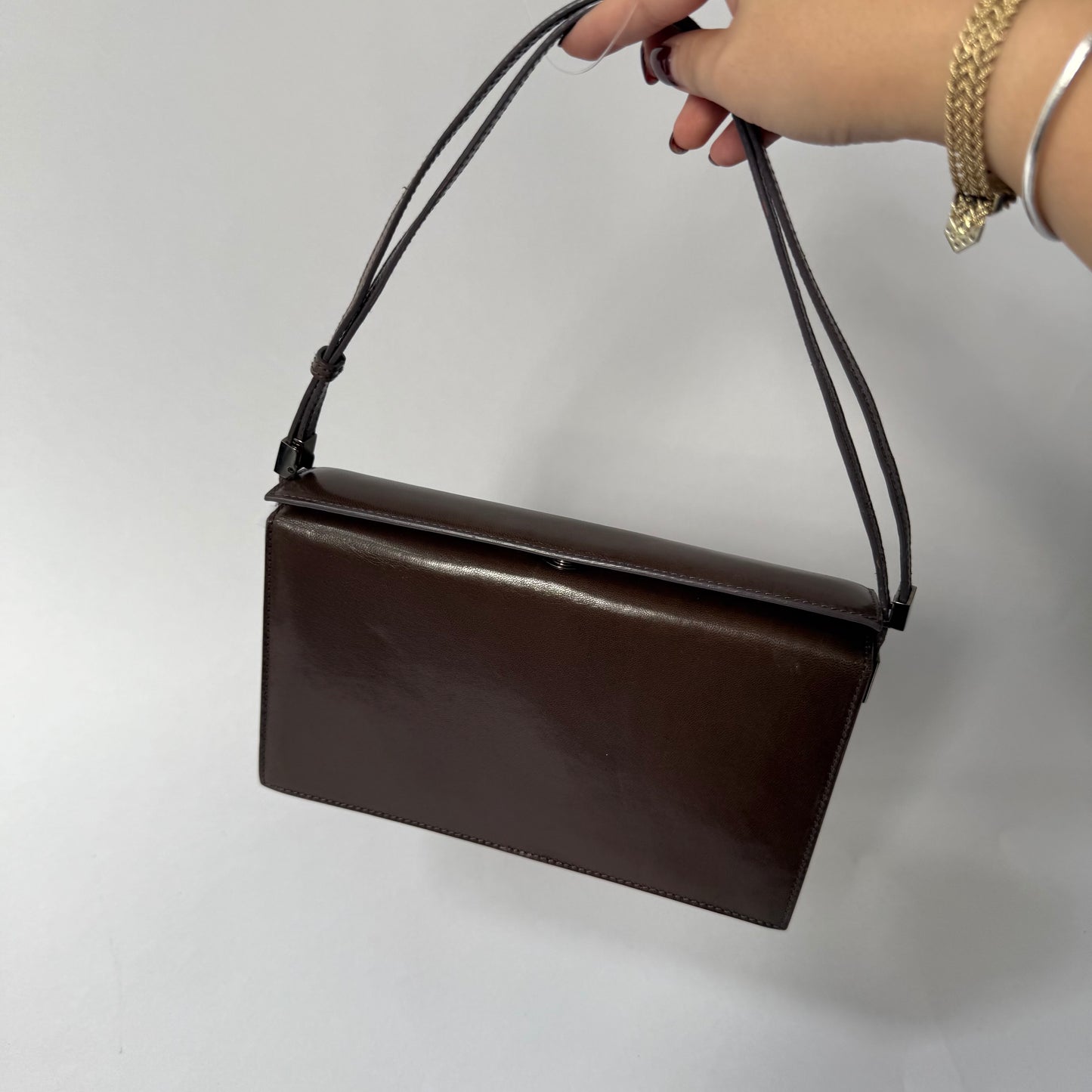 Gucci Brown Leather Pochette Bag