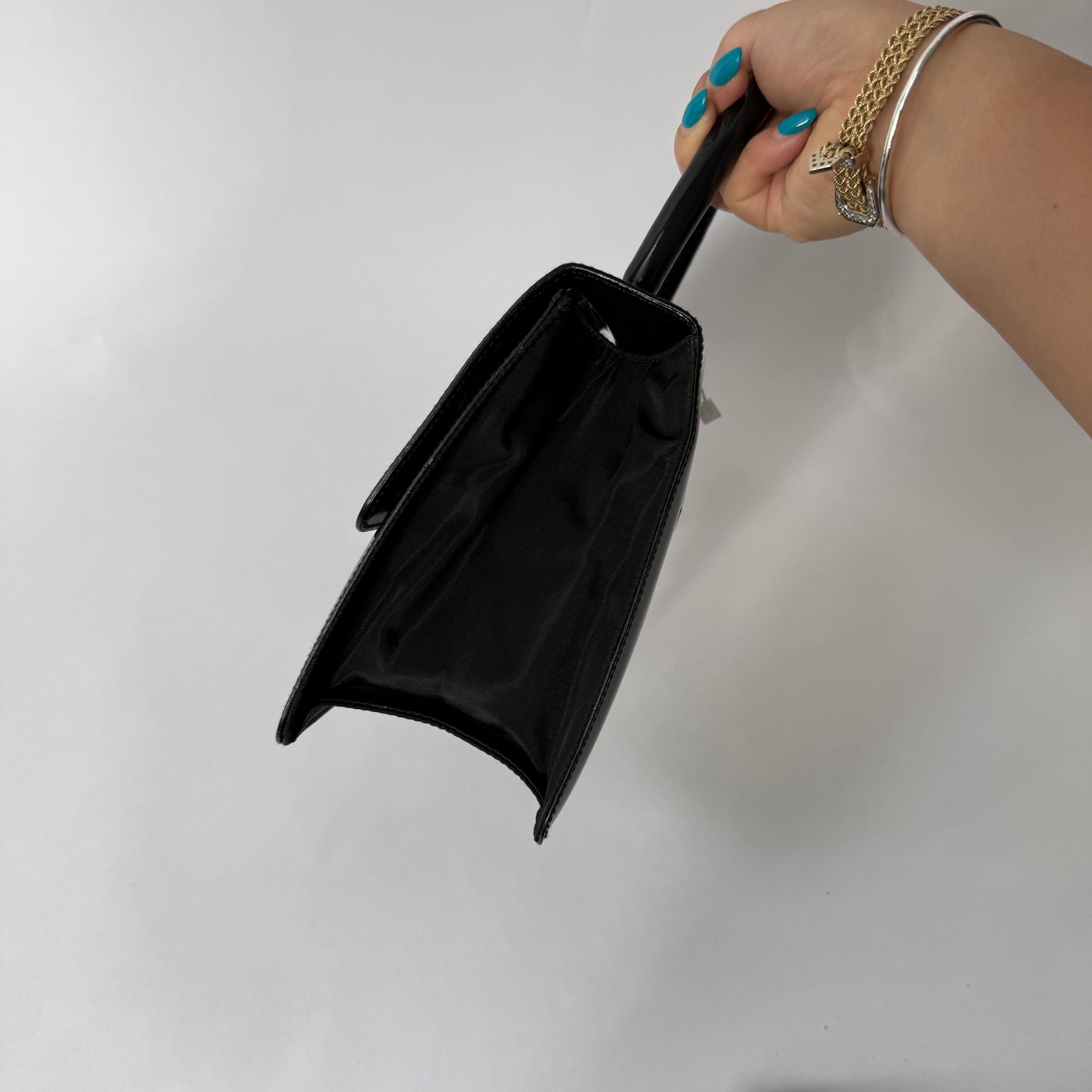 Prada Black Patent Leather Top Handle Bag