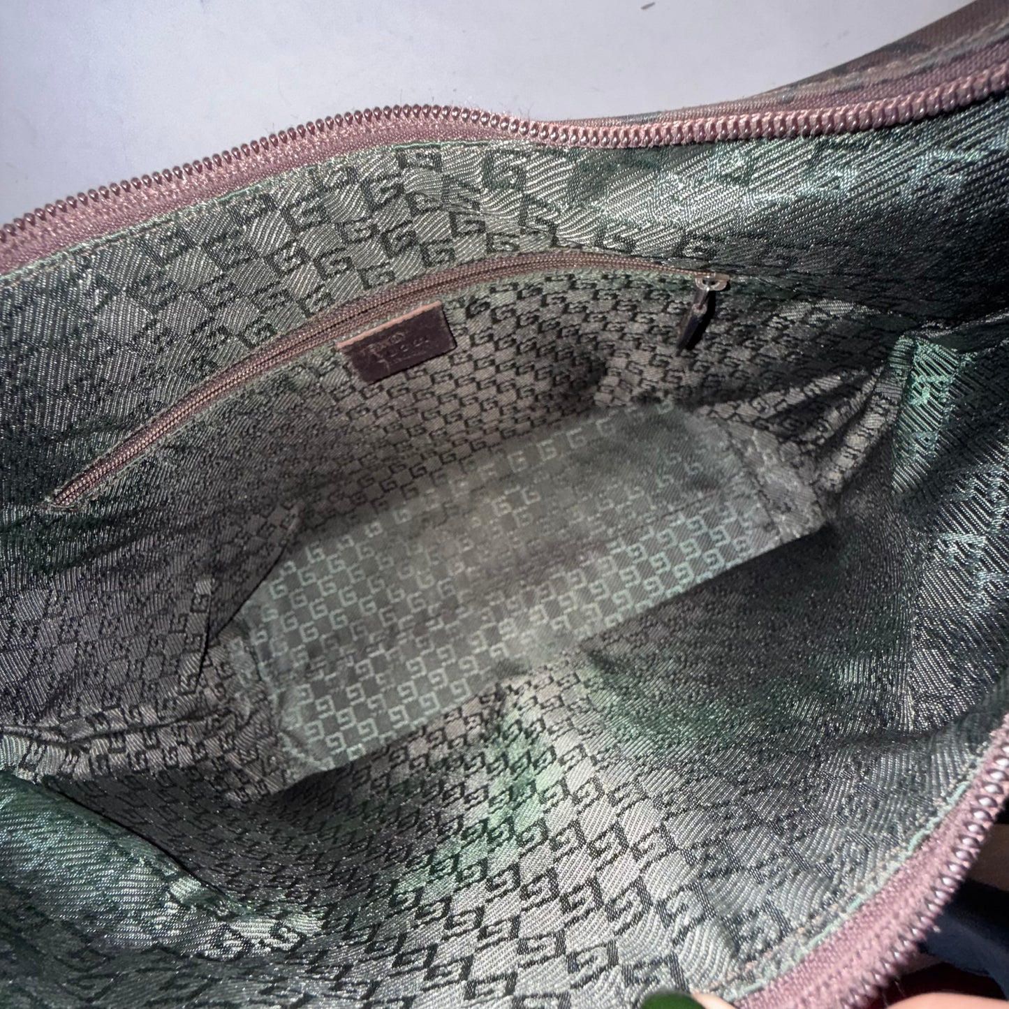 Gucci Dark Brown Nylon Monogram Double Front Pocket Tote Bag