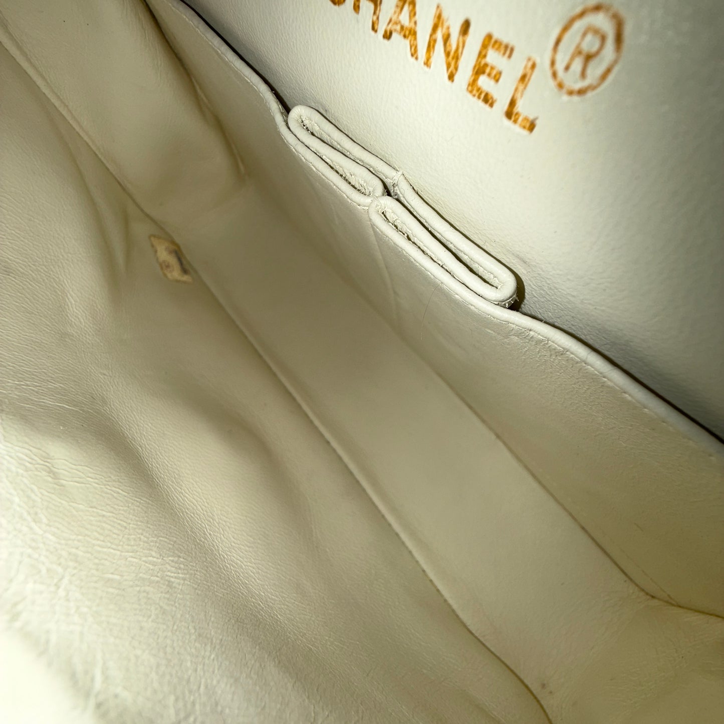 Chanel White Lambskin Leather Quilted Double Flap Shoulder Bag GHW