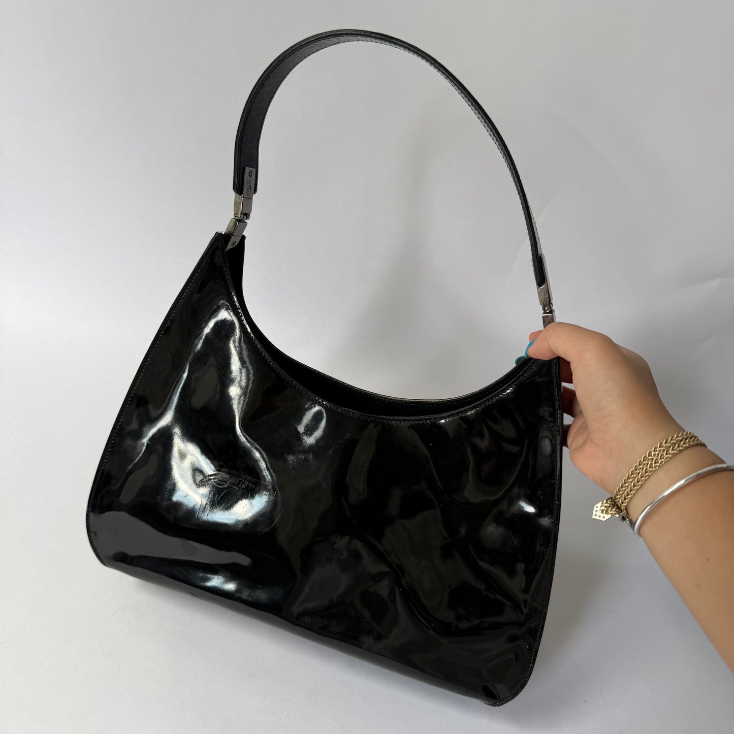 Gucci Black Patent Leather Simple Shoulder Bag