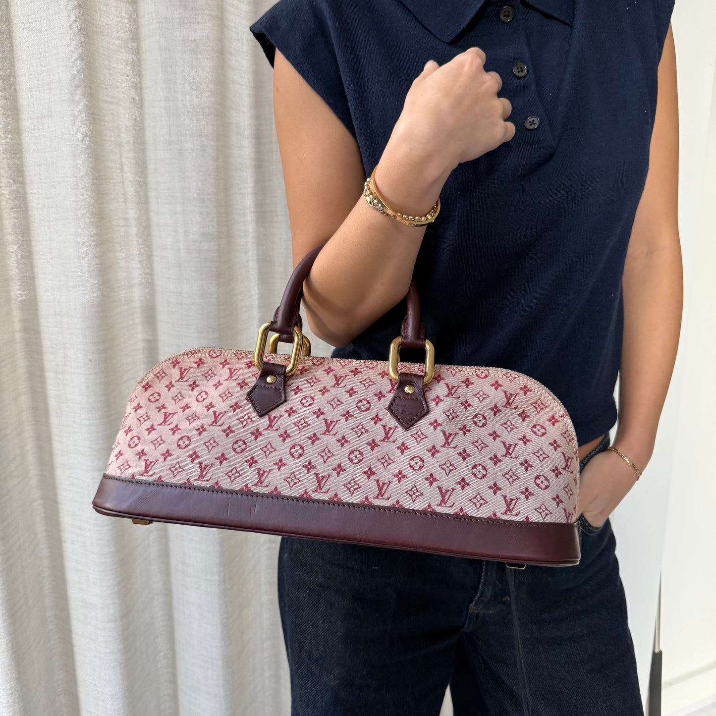 Louis Vuitton Red Monogram E/W Alma Minilin Monogram