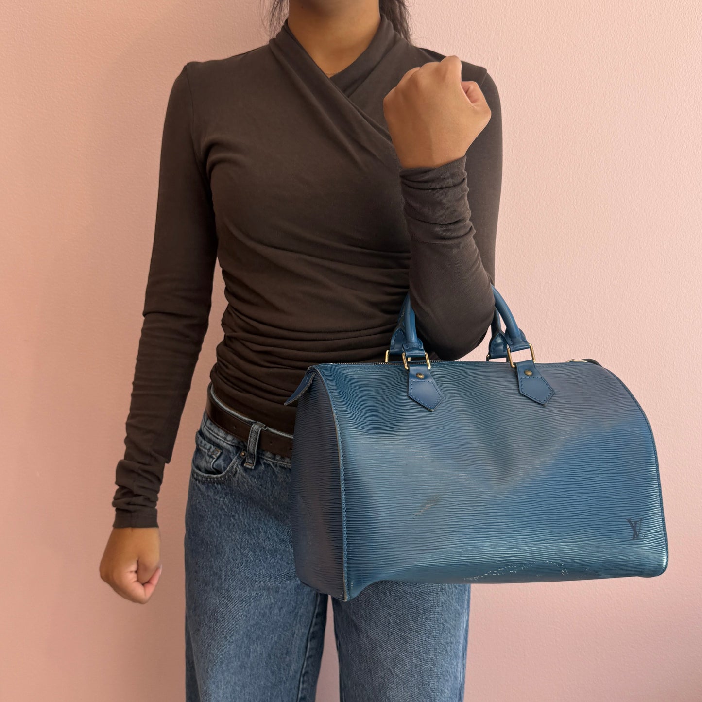 Louis Vuitton Toledo Blue Epi Leather Speedy 30 Handbag