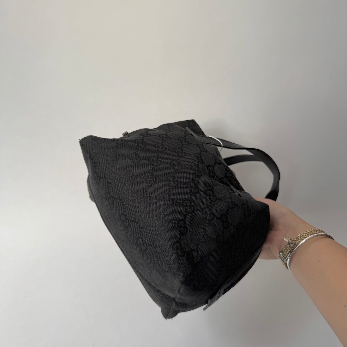 Gucci Black Monogram Top Handle Tote Bag