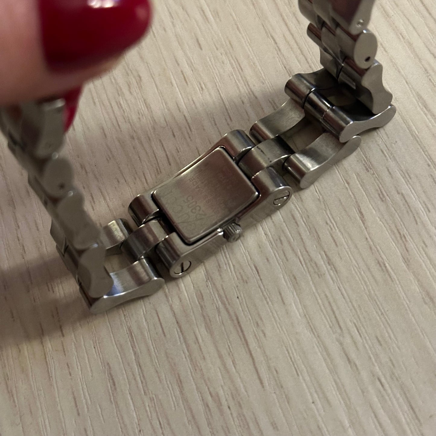 Gucci Silver Stainless Steel White Dial Square Face Watch