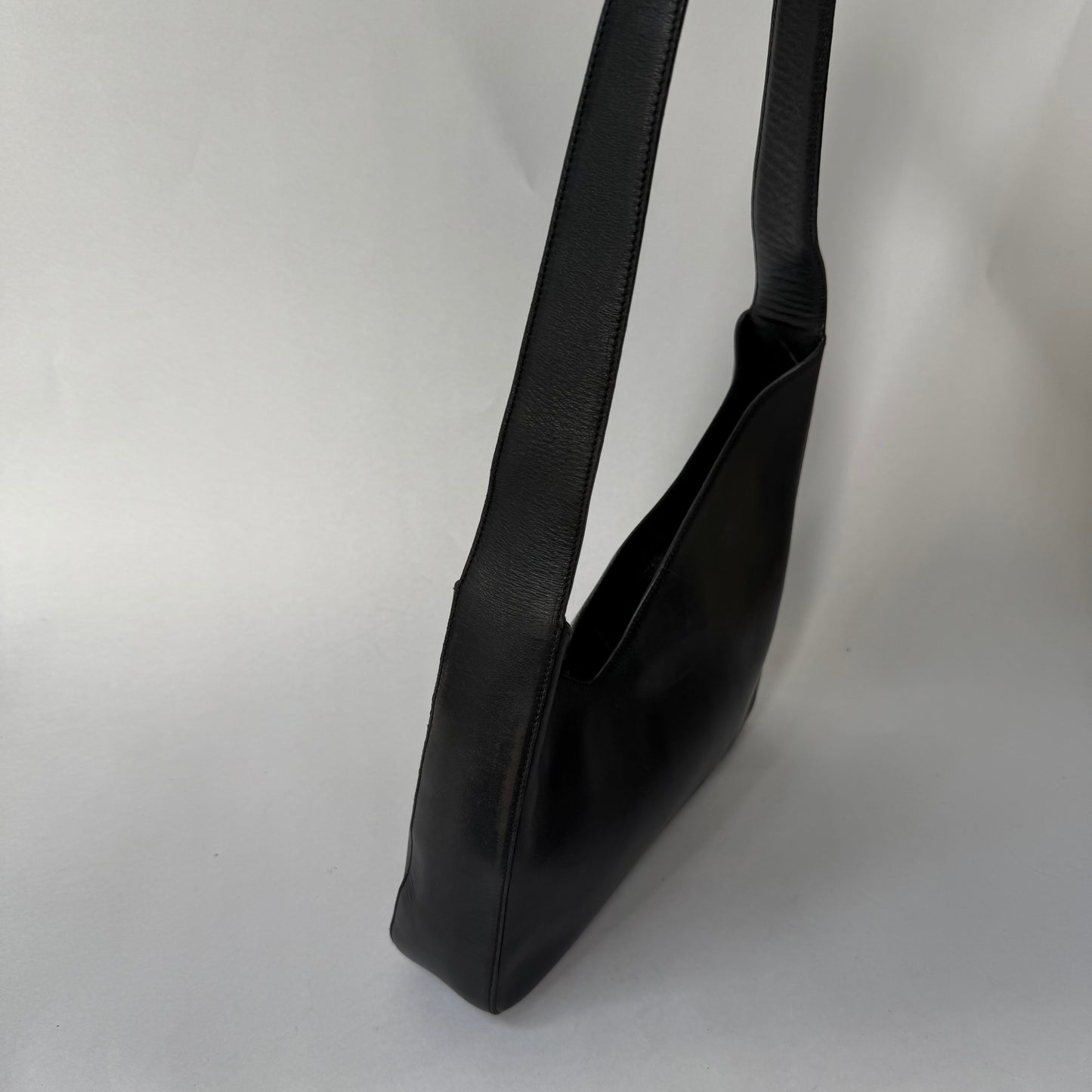 Prada Black Lambskin Asymmetric V Shoulder Bag