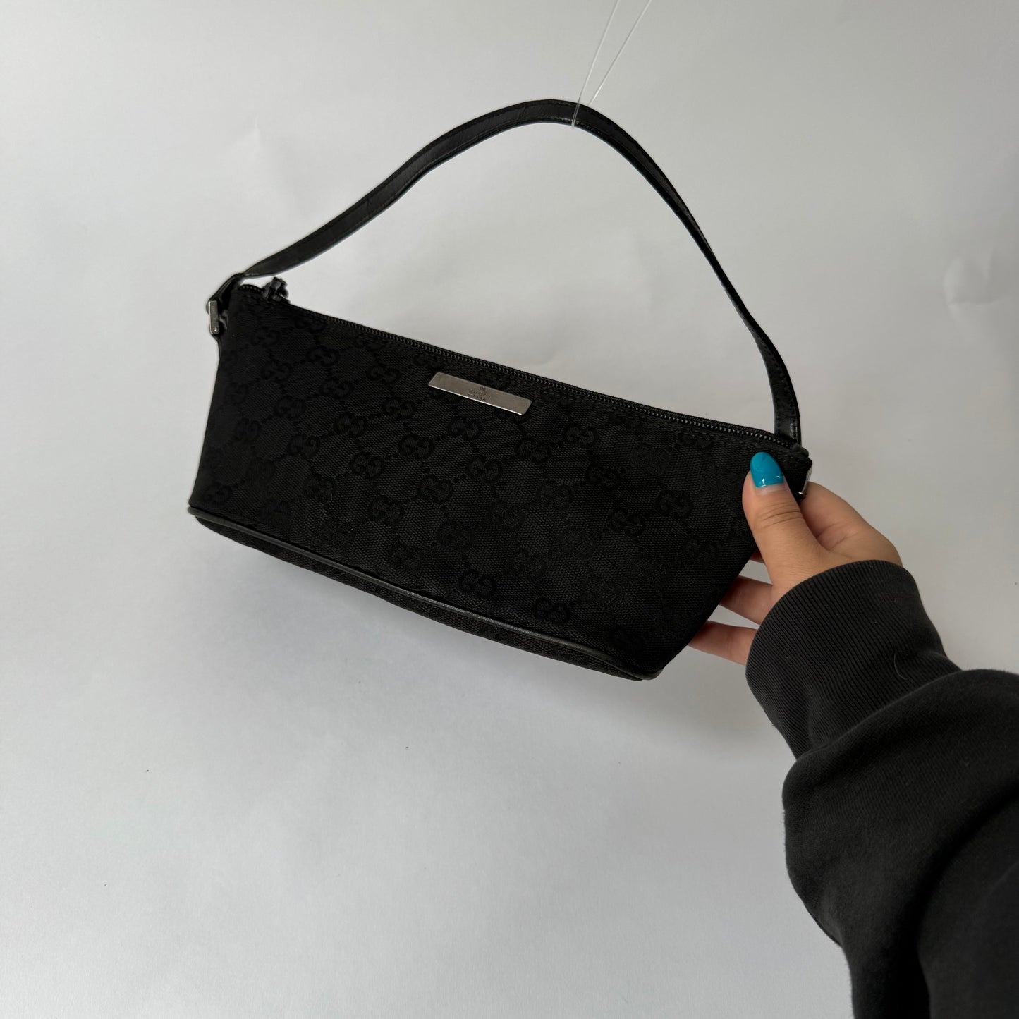 Gucci Black GG Monogram Boat Pochette Mini Bag