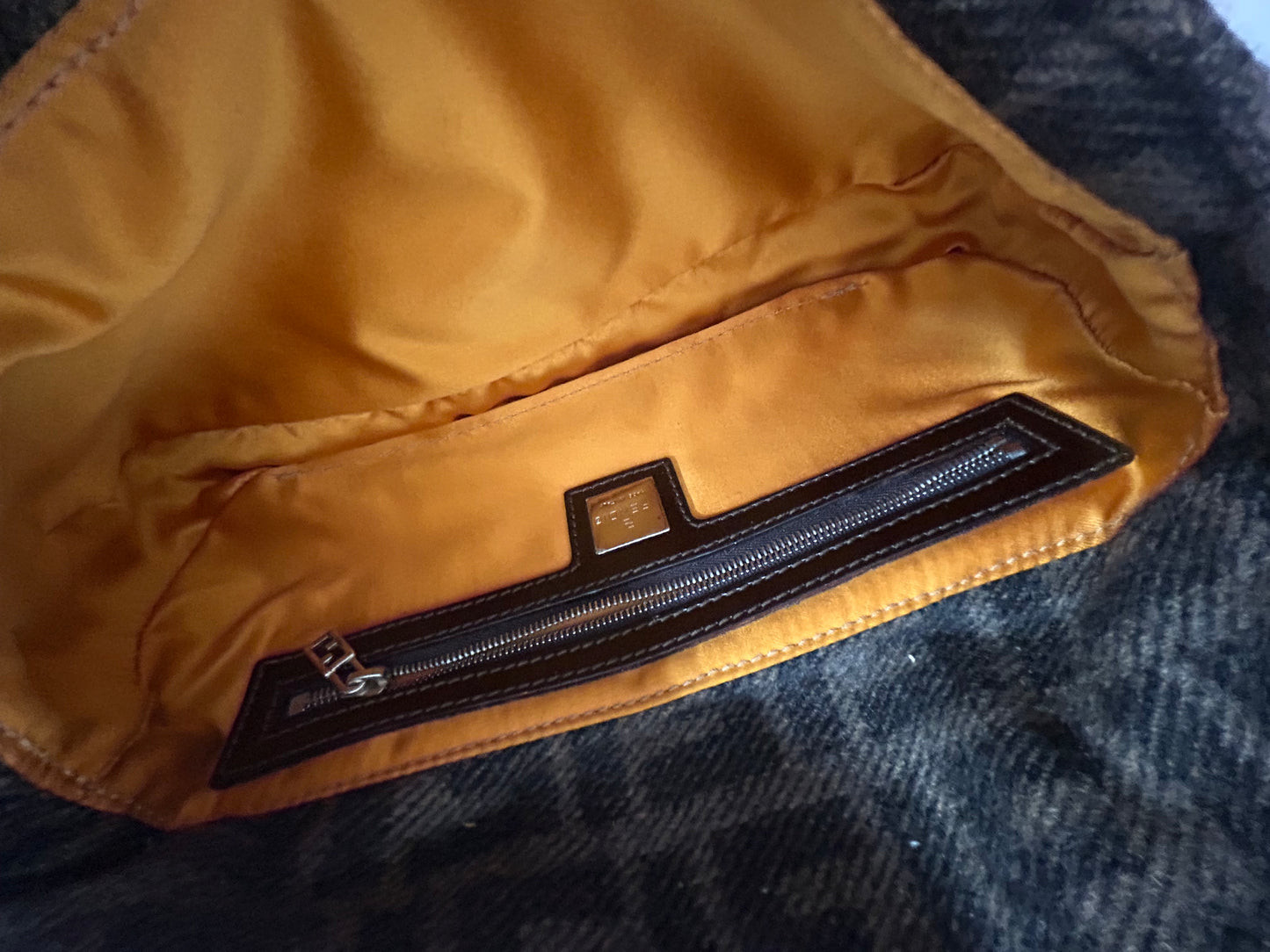 Fendi Brown Wool & Leather Zucca Monogram Embroidered Floral Baguette