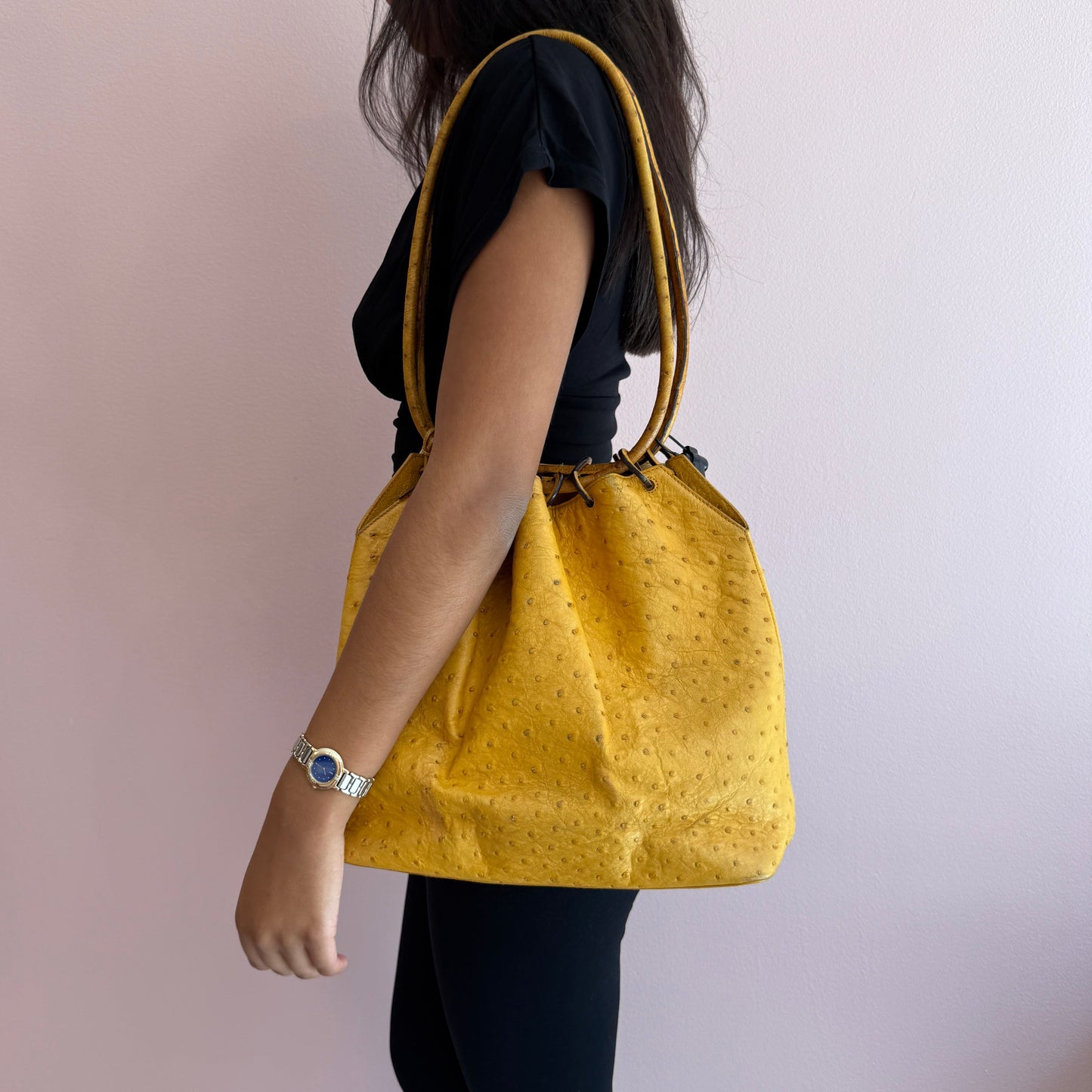 RARE Gucci Yellow Ostrich Shoulder Bag