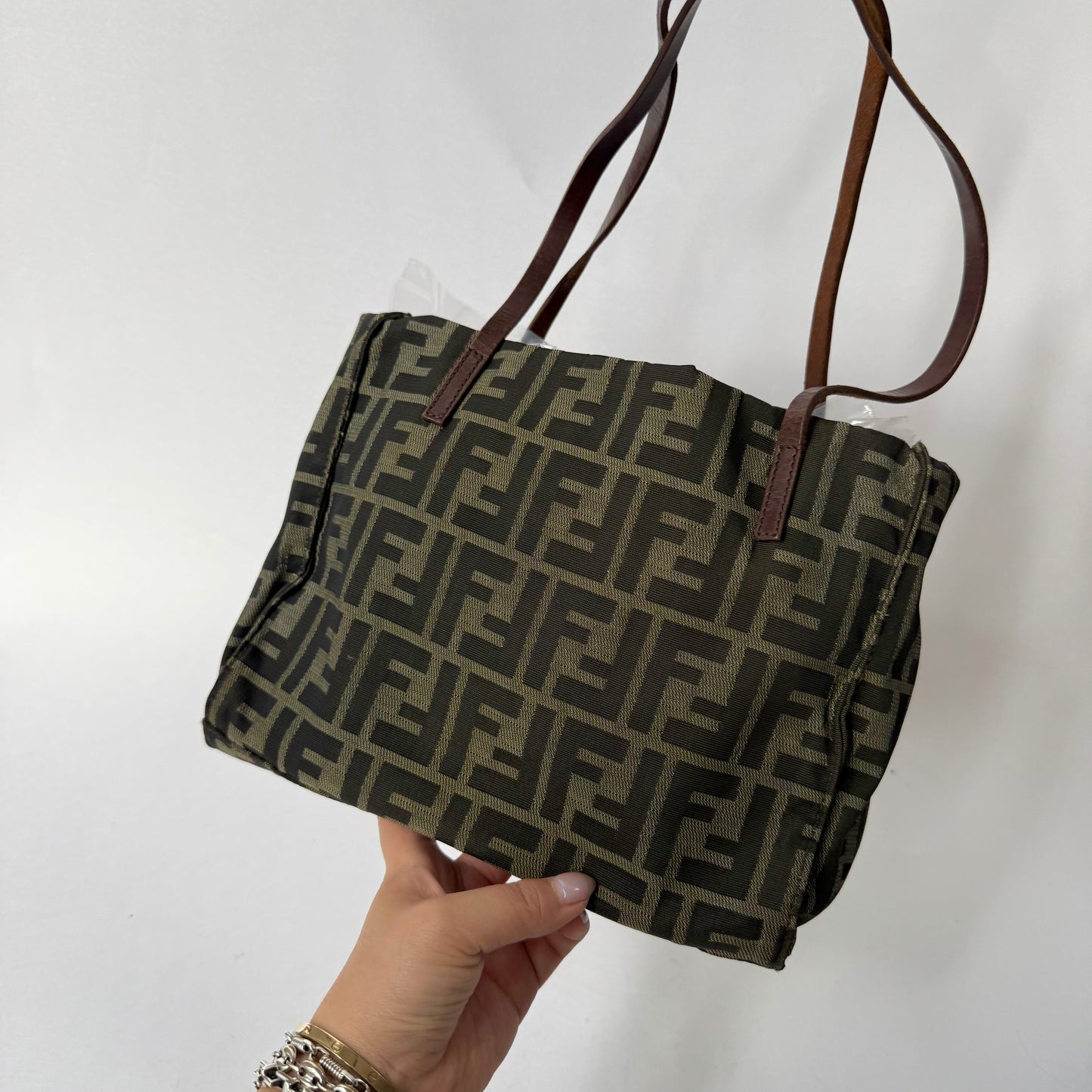 Fendi Brown Zucca Canvas Shoulder Tote