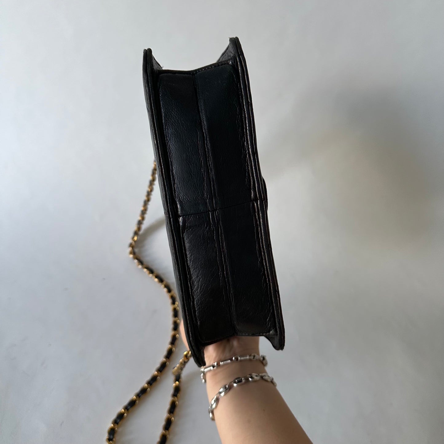 Chanel Black 80’s Quilted 18k GP Hardware Square Flap