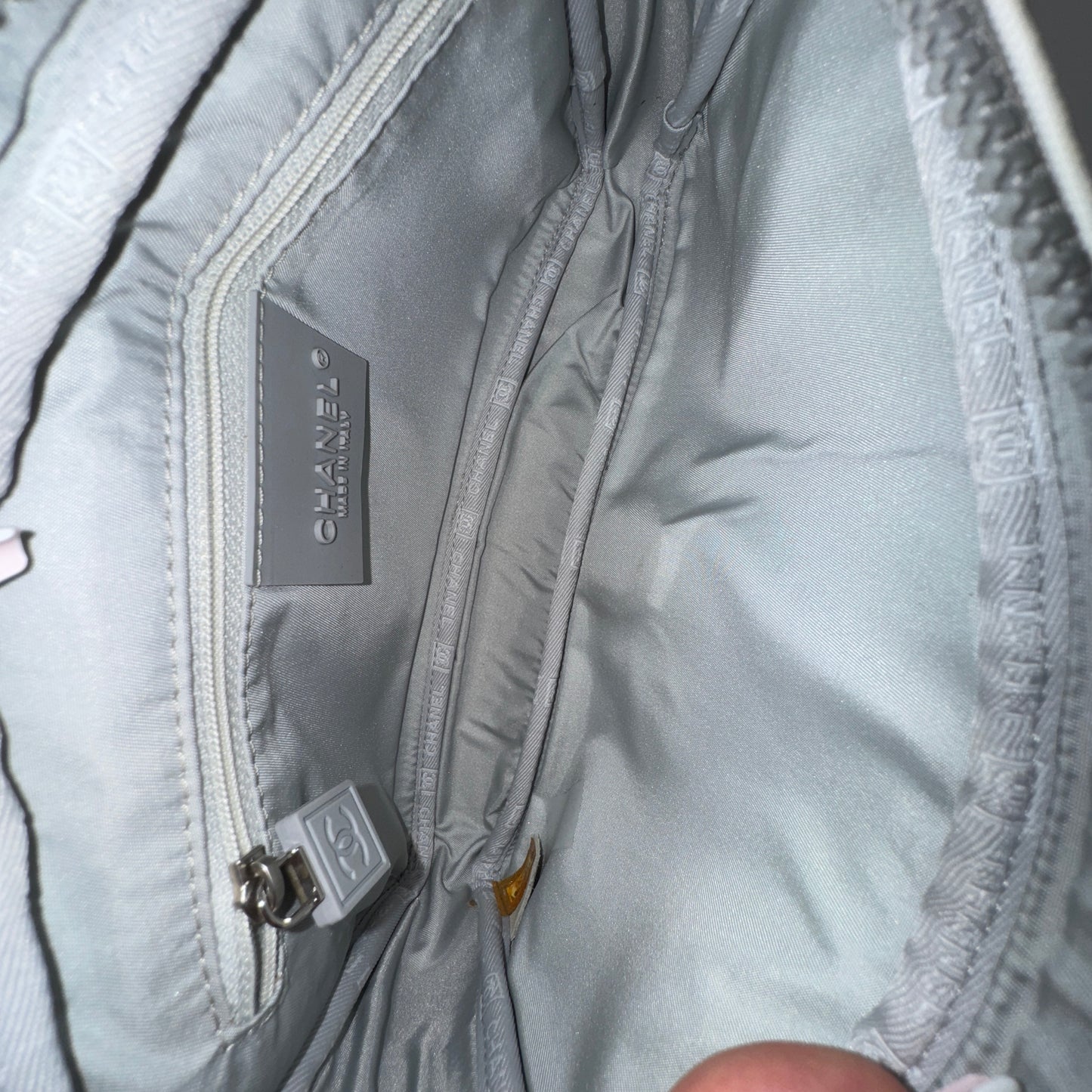 Chanel 2005 Sport Camelia Printed White Nylon Flap Bag