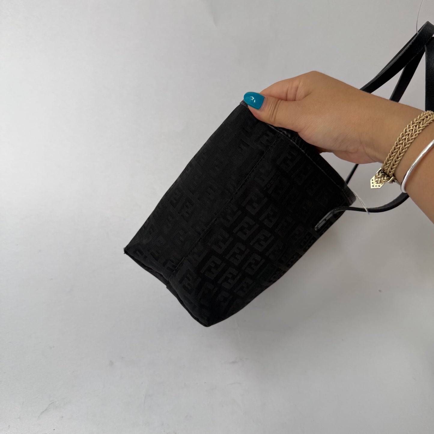 Fendi Black Zucchino Canvas Small Tote Bag