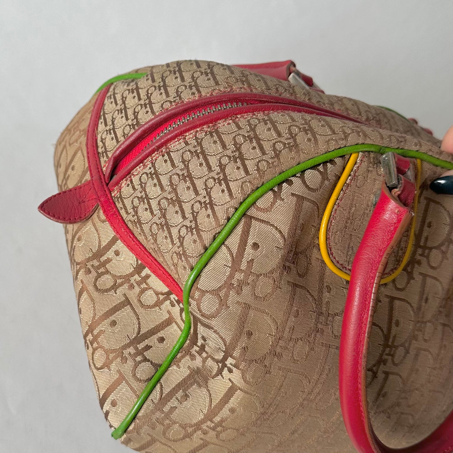 Christian Dior John Galliano Rasta Collection Monogram Trotter Bowler Bag