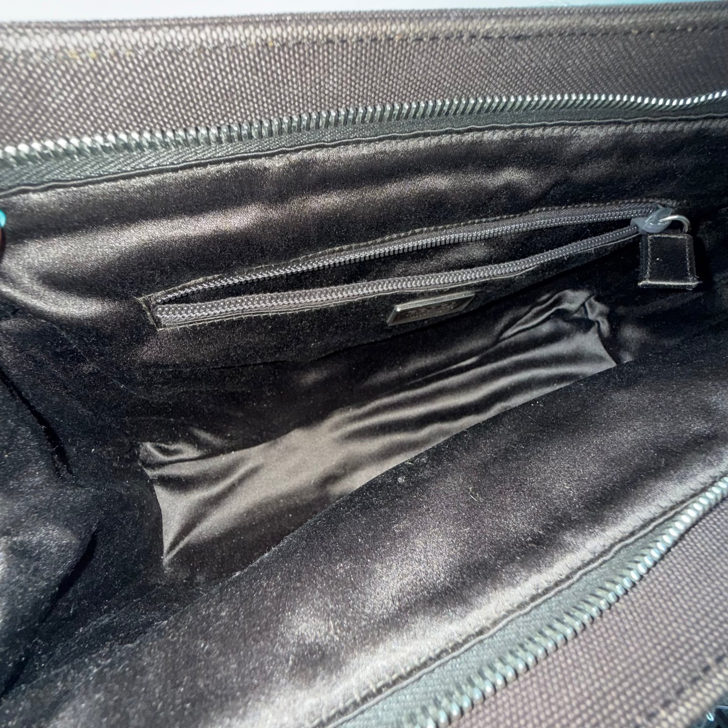 Prada Brown Canvas & Red Leather Shoulder Tote Bag