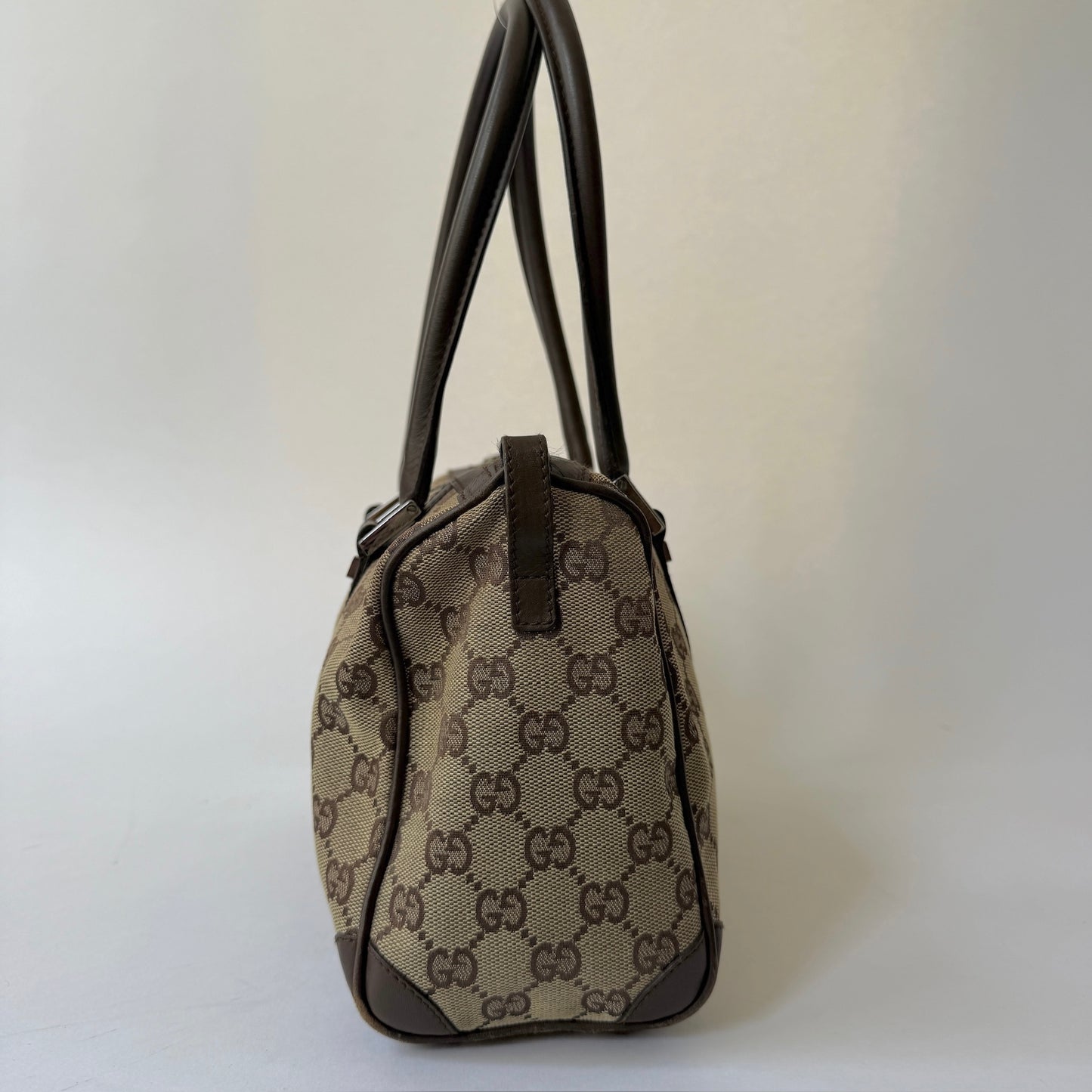 Gucci Brown Canvas Monogram Boston Bag