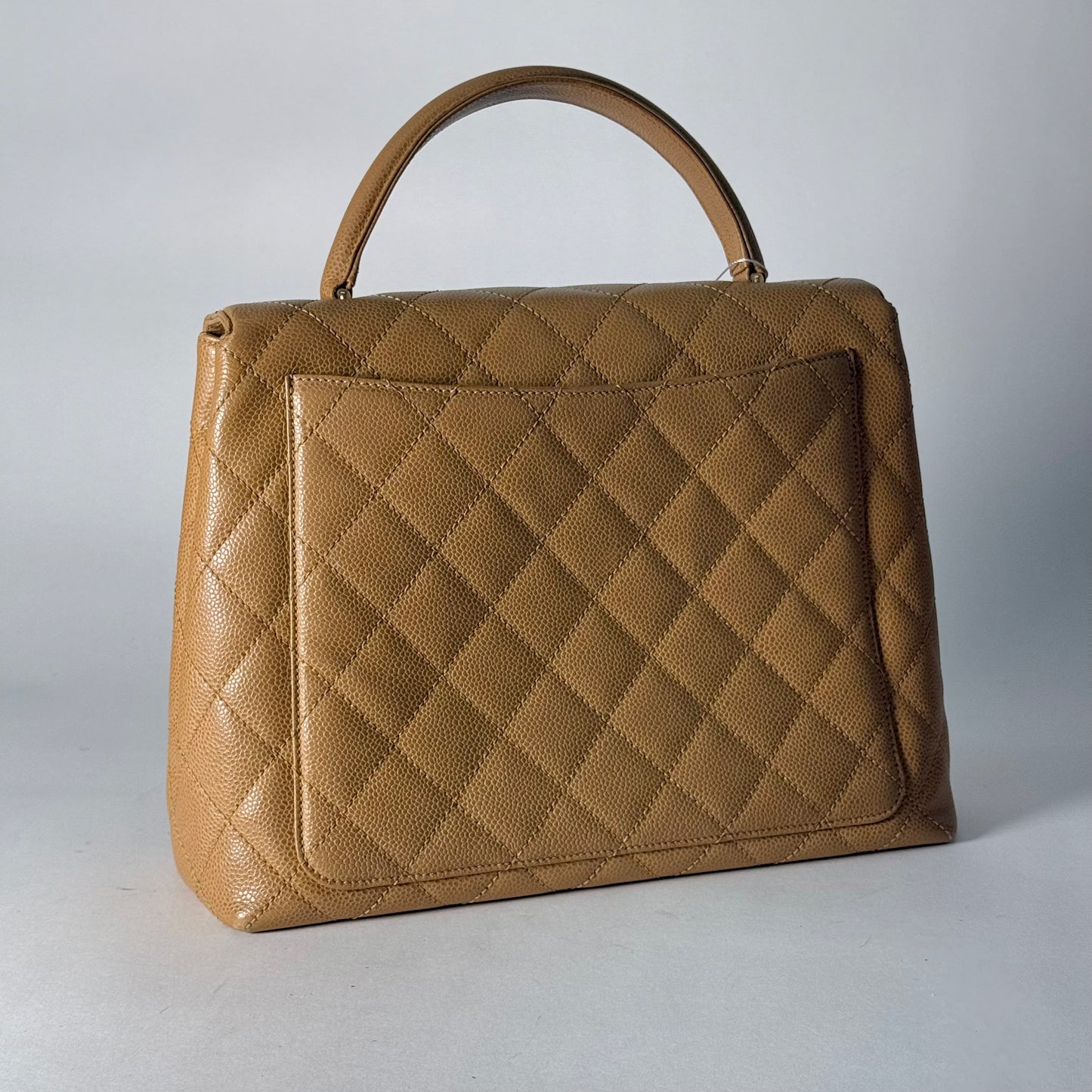 Chanel 2000 Beige Caviar Kelly Flap Top Handle Bag