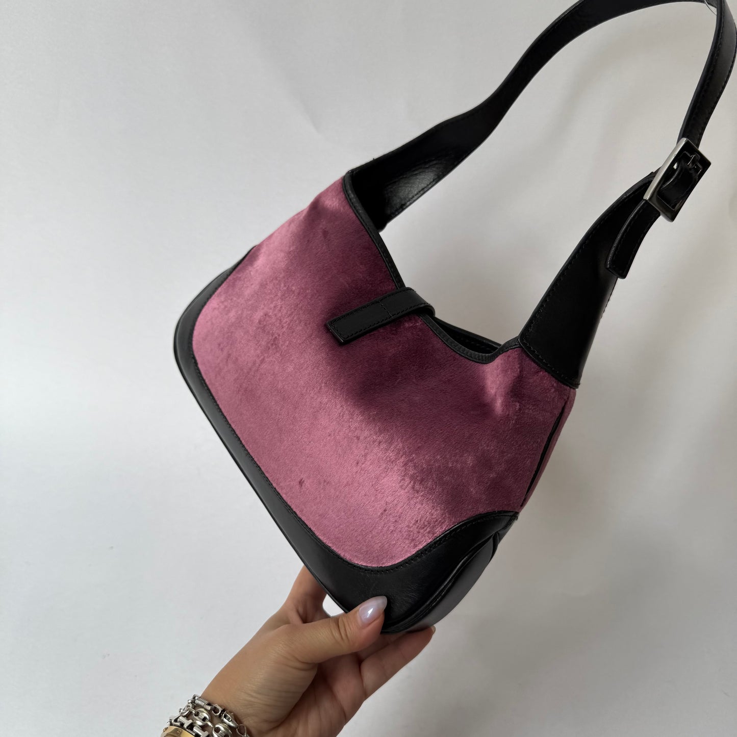 Gucci Pink Velour Small Jackie Shoulder Bag