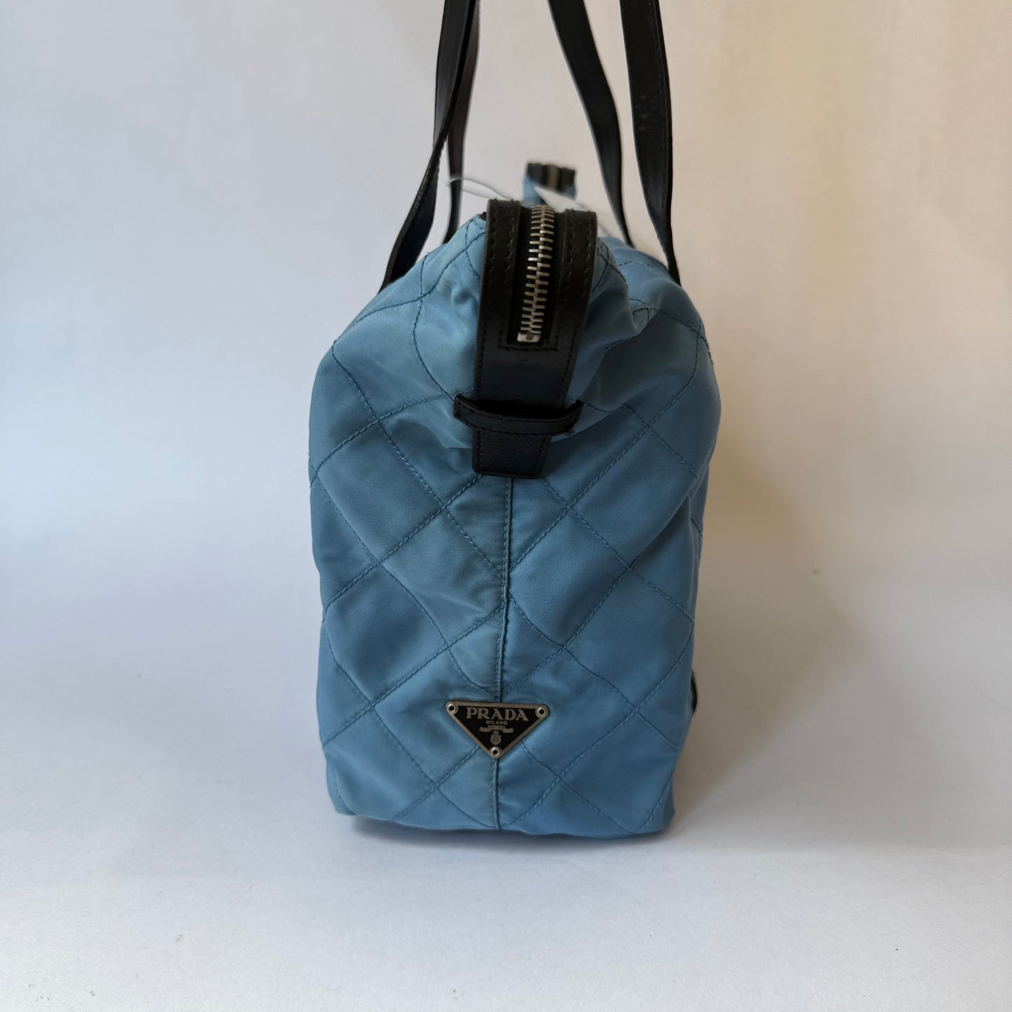 Prada Blue Nylon Woven Long Strap Shoulder Bag