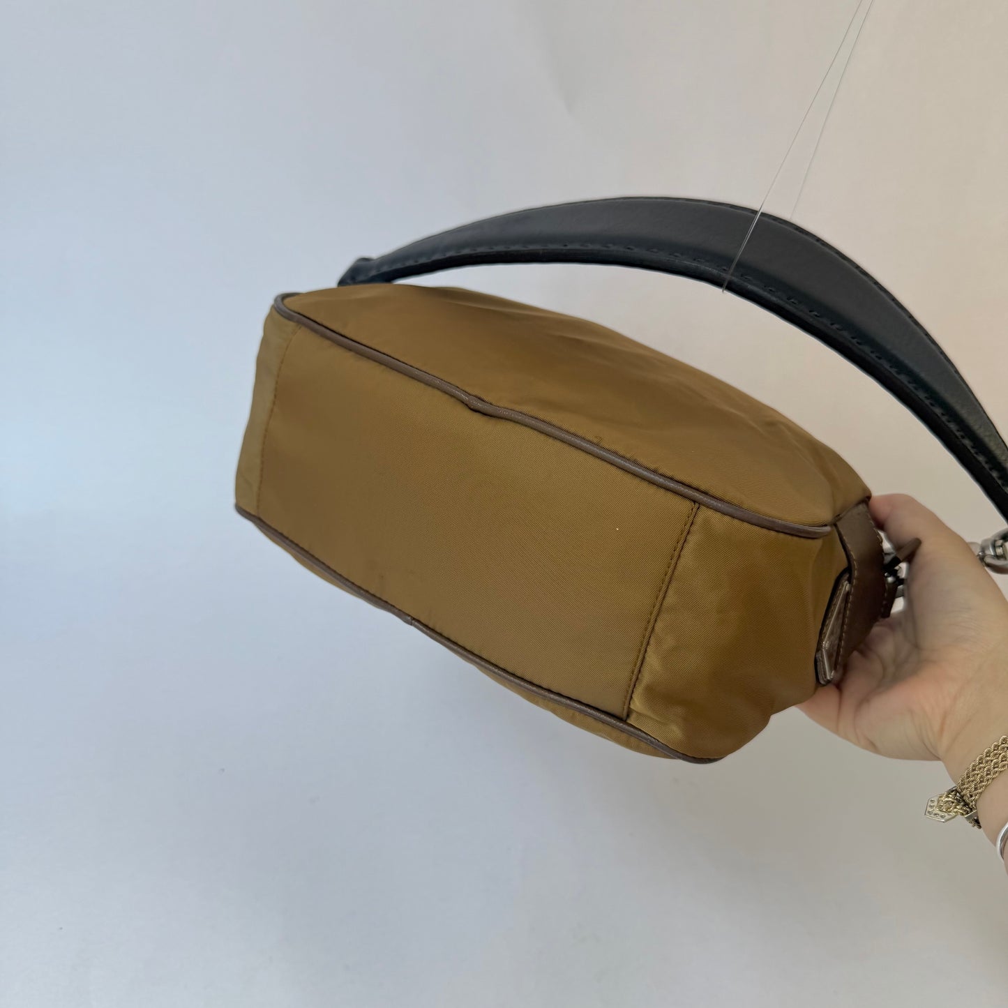 Prada Brown Nylon & Leather Shoulder Bag
