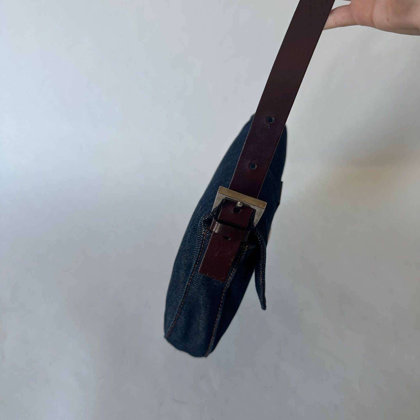 Fendi Denim Classic Baguette Shoulder Bag