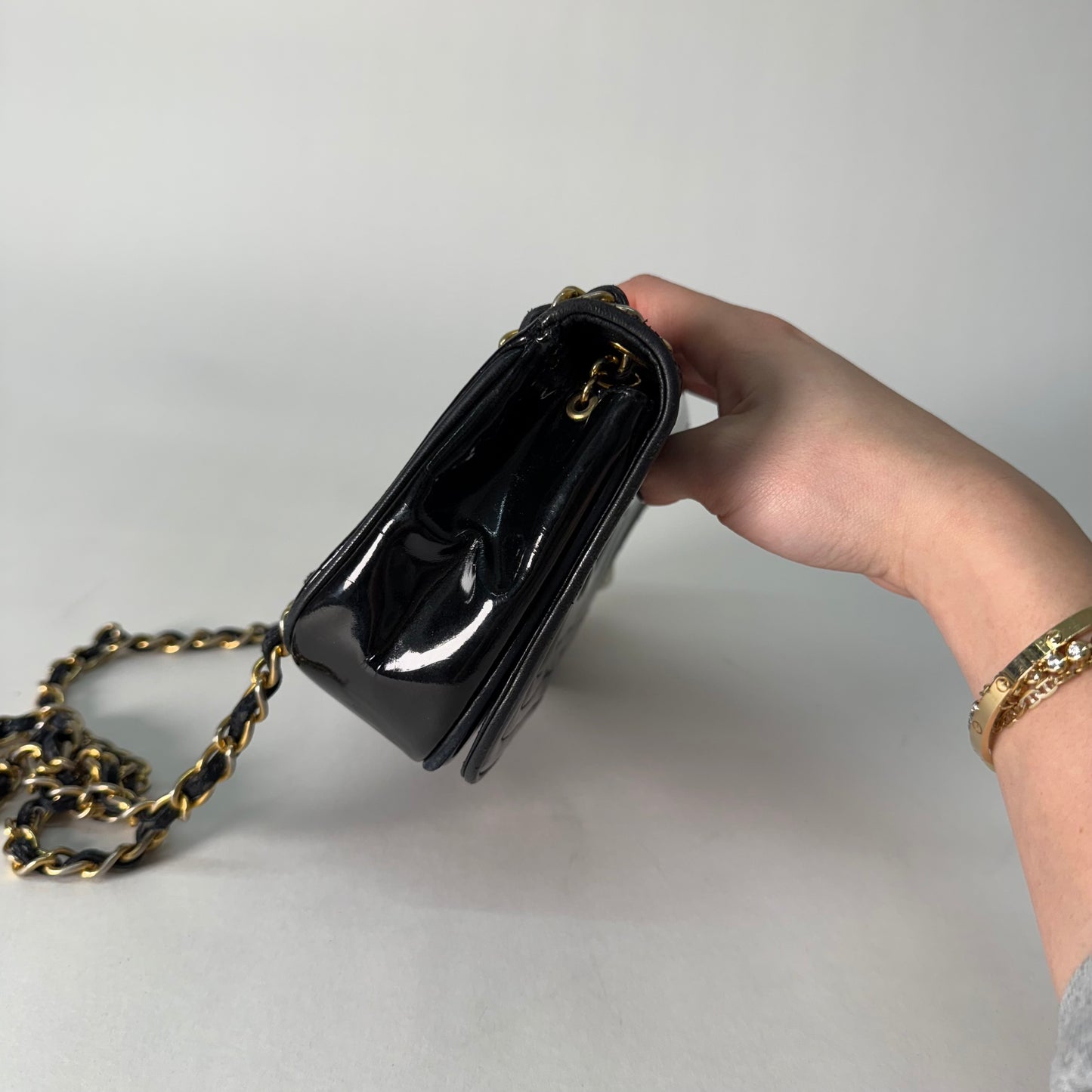 Chanel 2006 Black Patent Leather CC Camera Bag