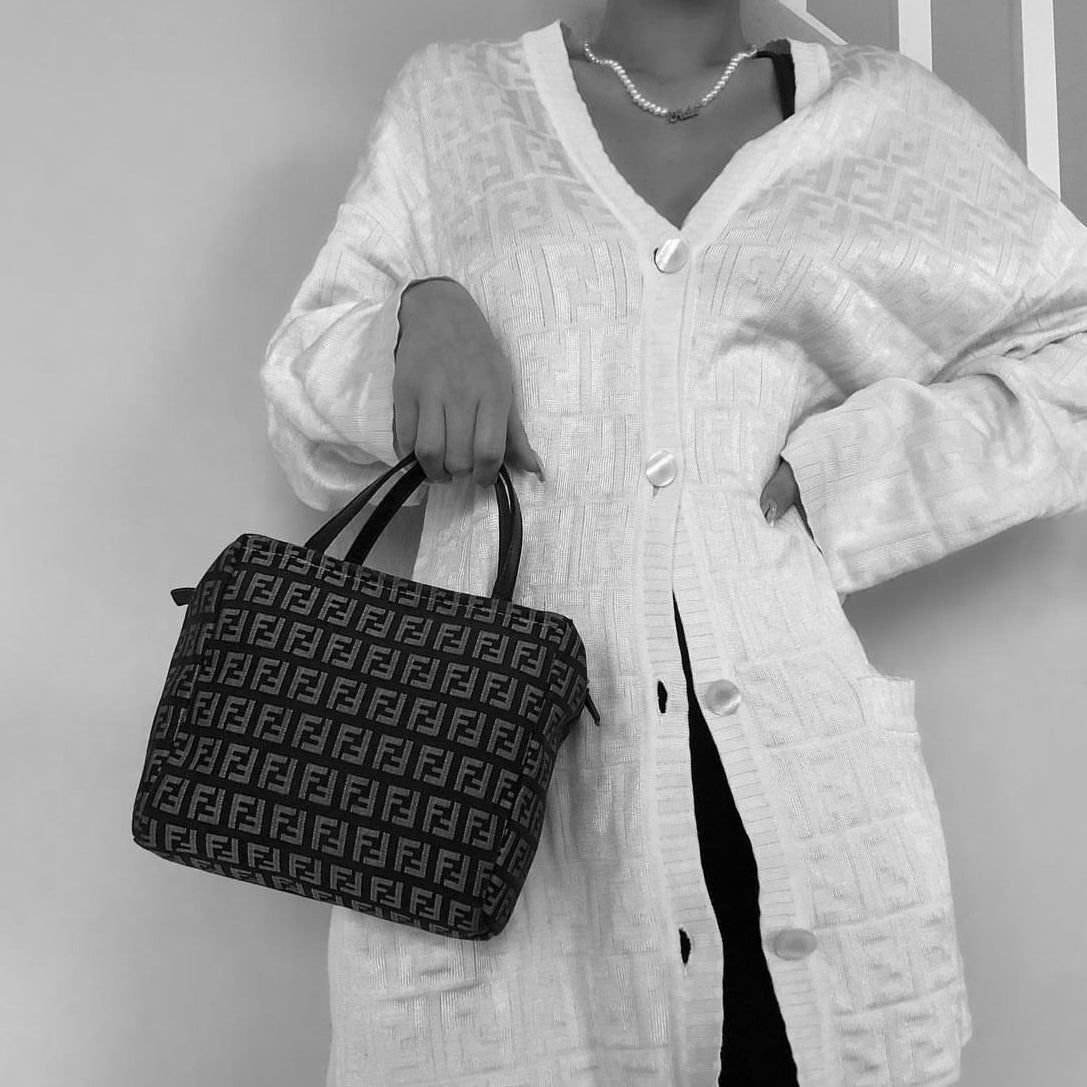 Fendi Brown Zucchino Mini Top Handle Bag