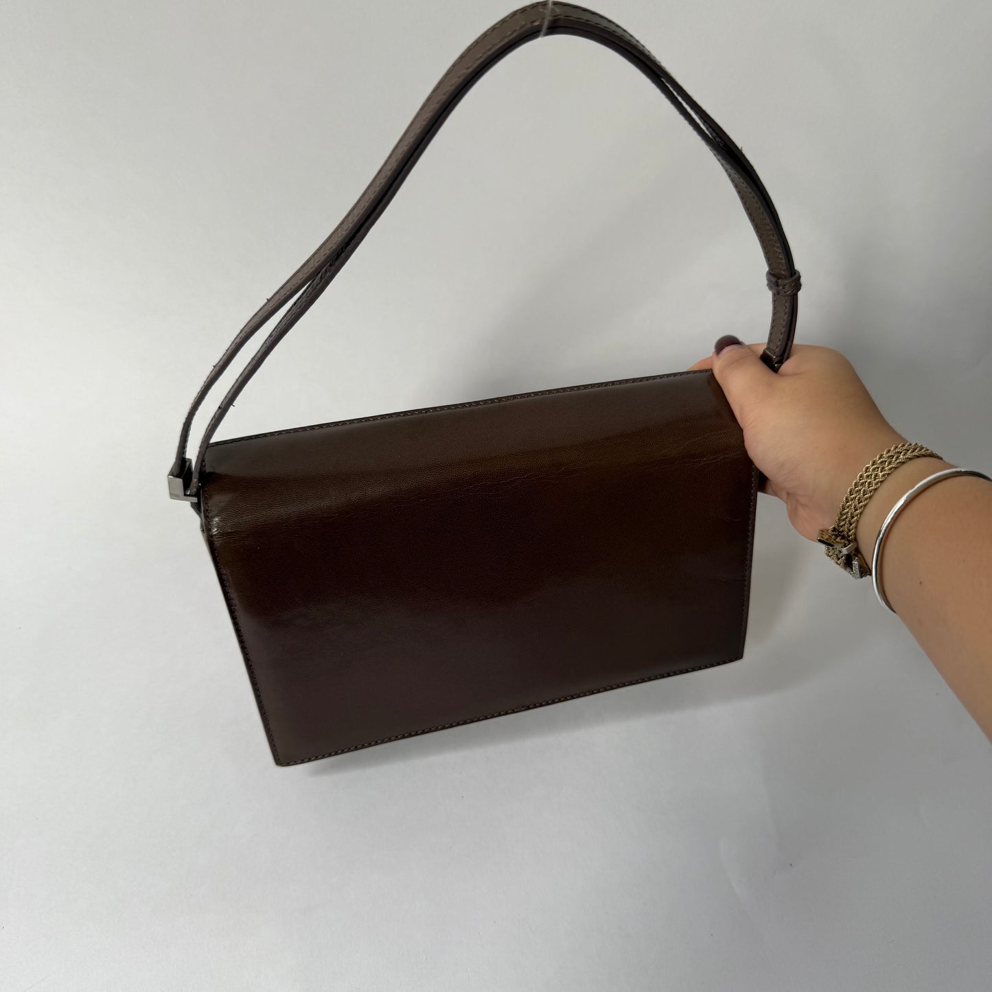 Gucci Brown Leather Pochette Bag