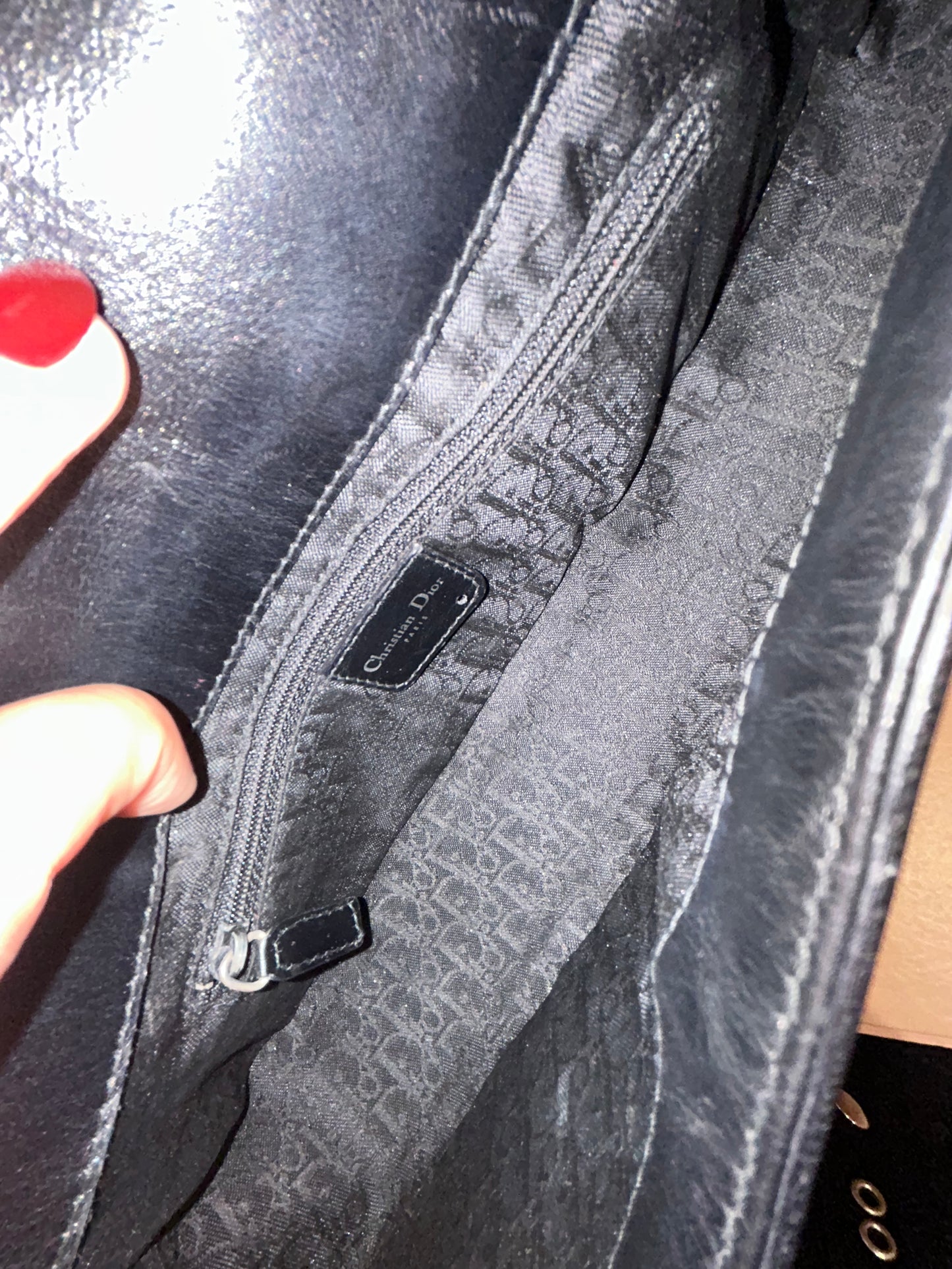 Christian Dior Black Patent Leather Bondage Shoulder Bag