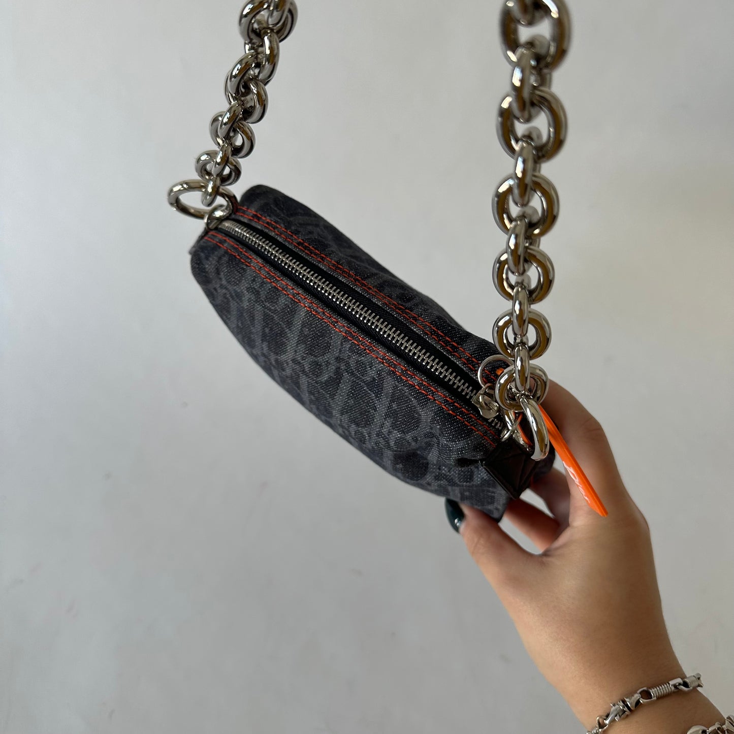 Christian Dior Denim Flight Monogram Pochette Shoulder Bag