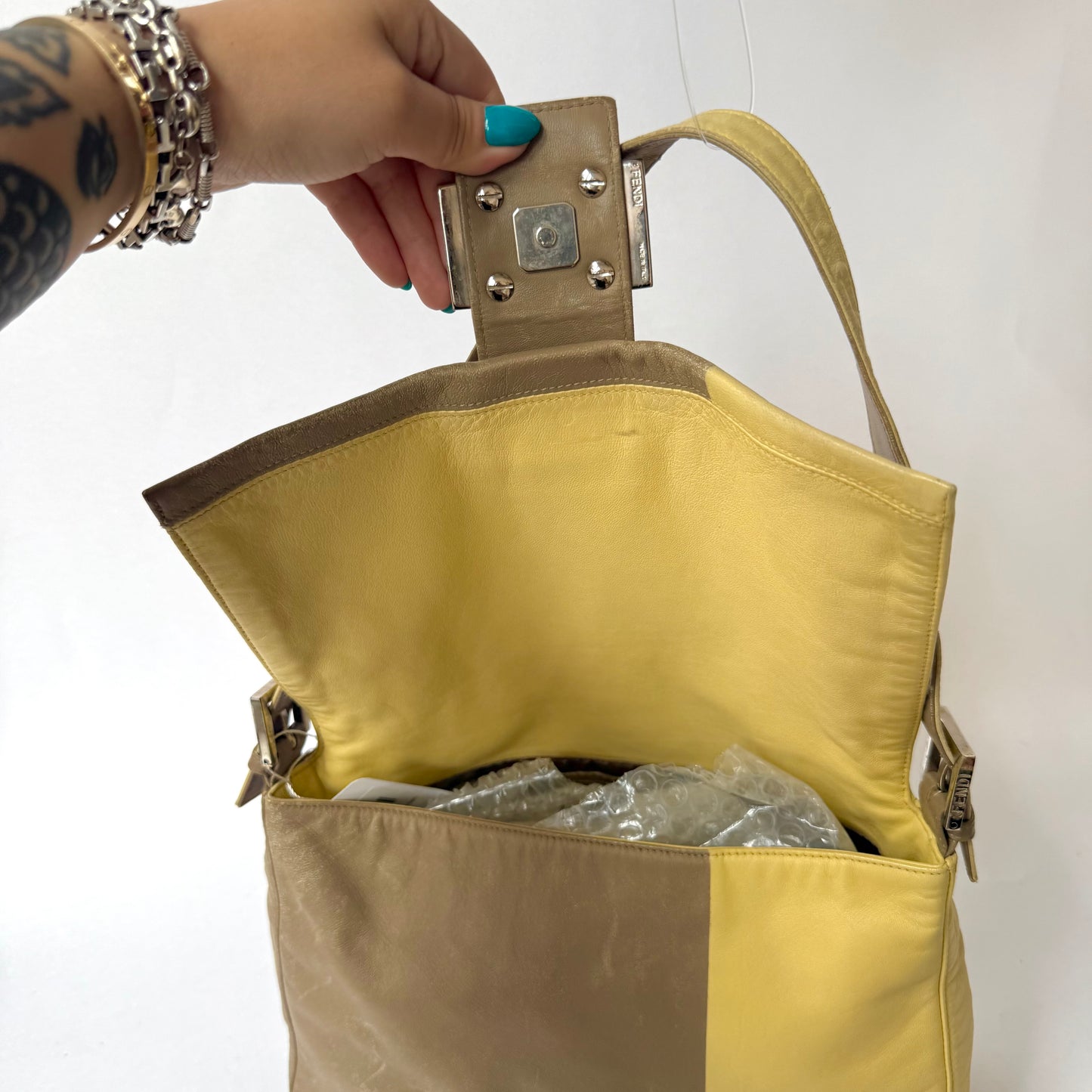 Fendi Colorblock Yellow/Brown Mama Baguette