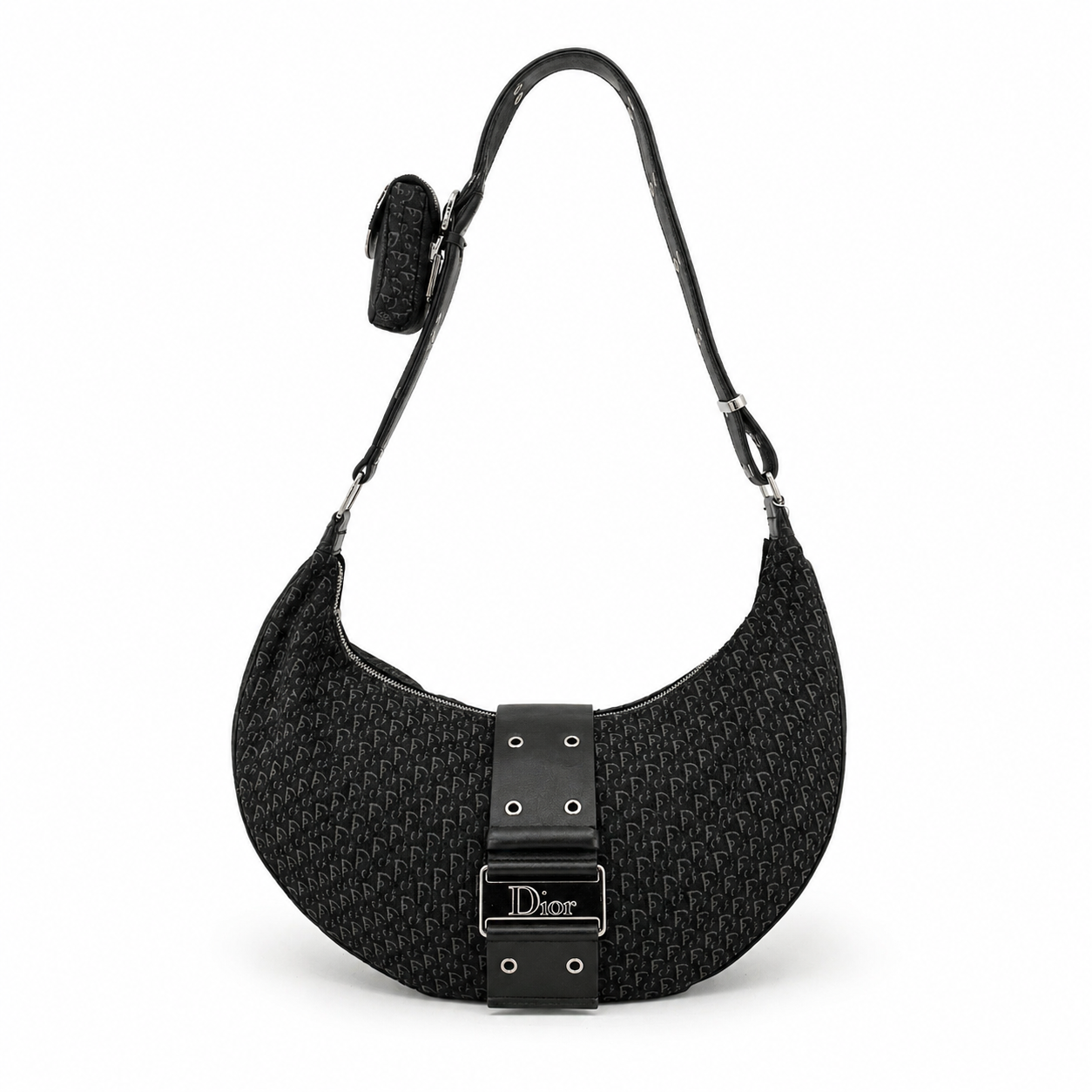 バッグ christianDior Christian Dior Black Oblique Street Chic Croissant Hobo Bag